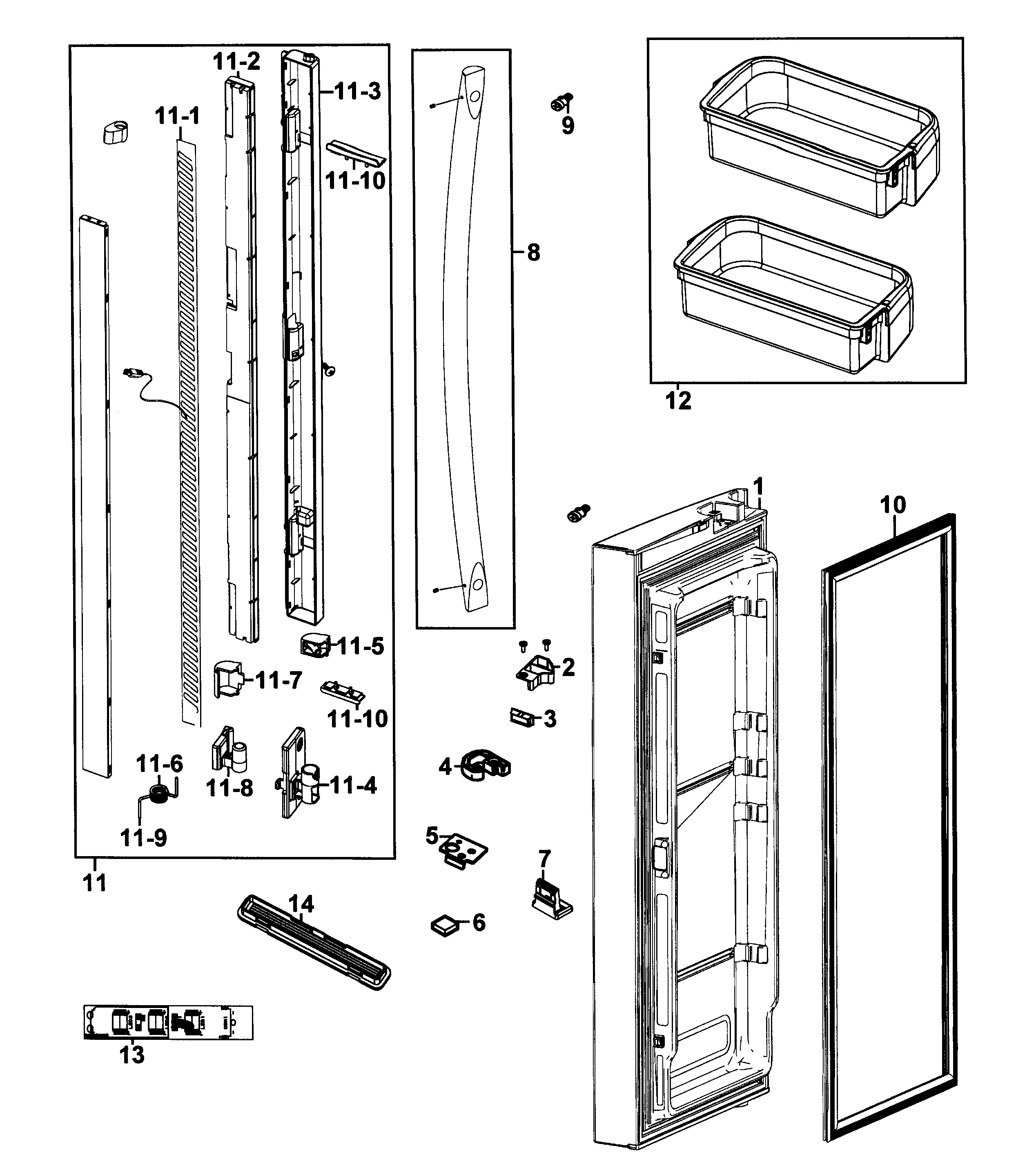 Samsung RF266AERS/XAA-00 door left diagram