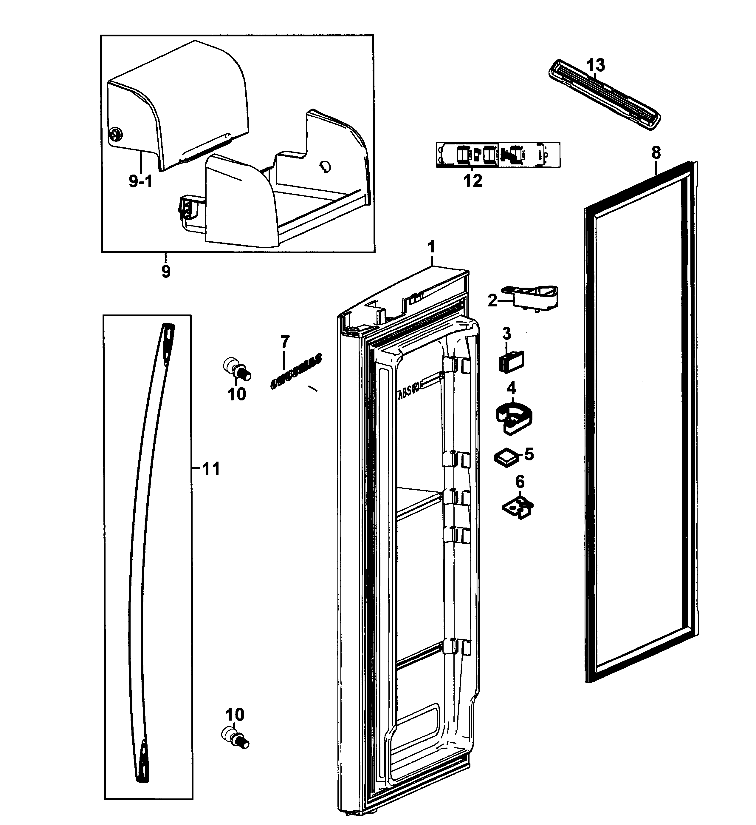 Samsung RF266AERS/XAA-01 door right diagram