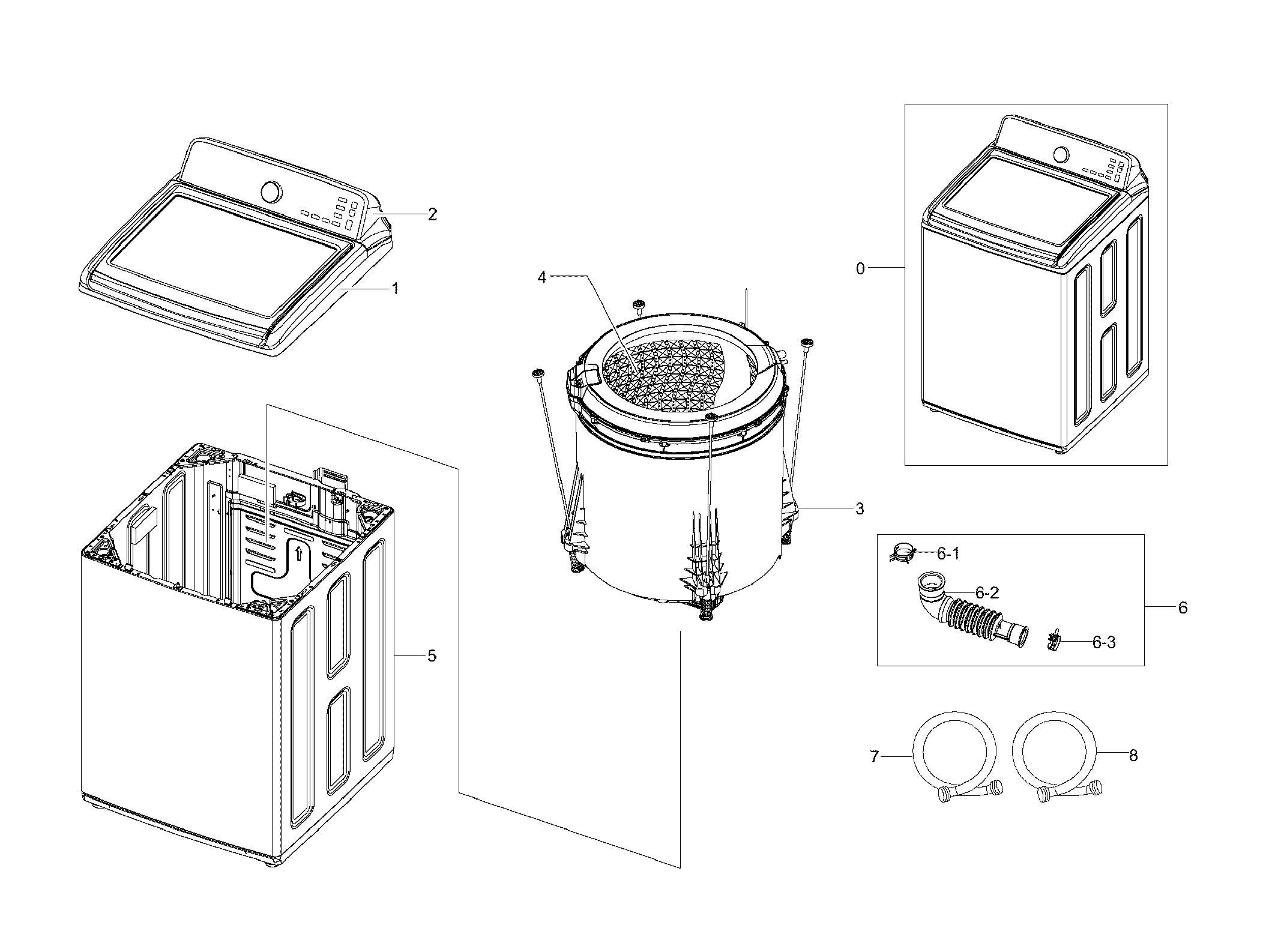 Samsung WA50F9A7DSW/A2-00 main assy diagram