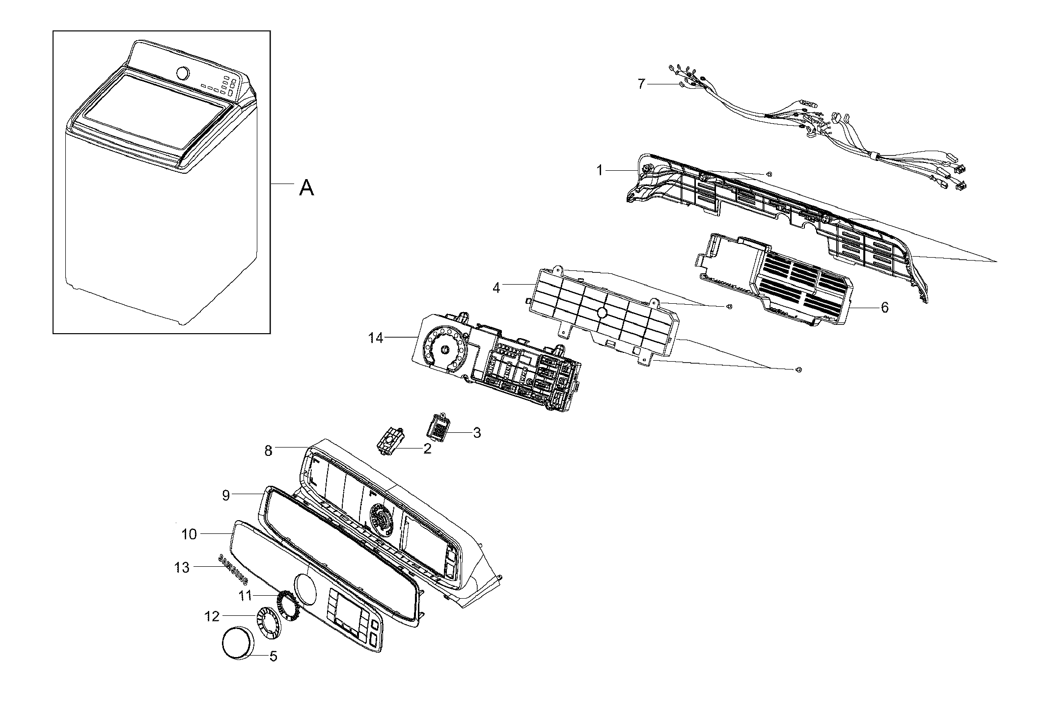 Samsung WA50F9A7DSW/A2-00 control panel diagram