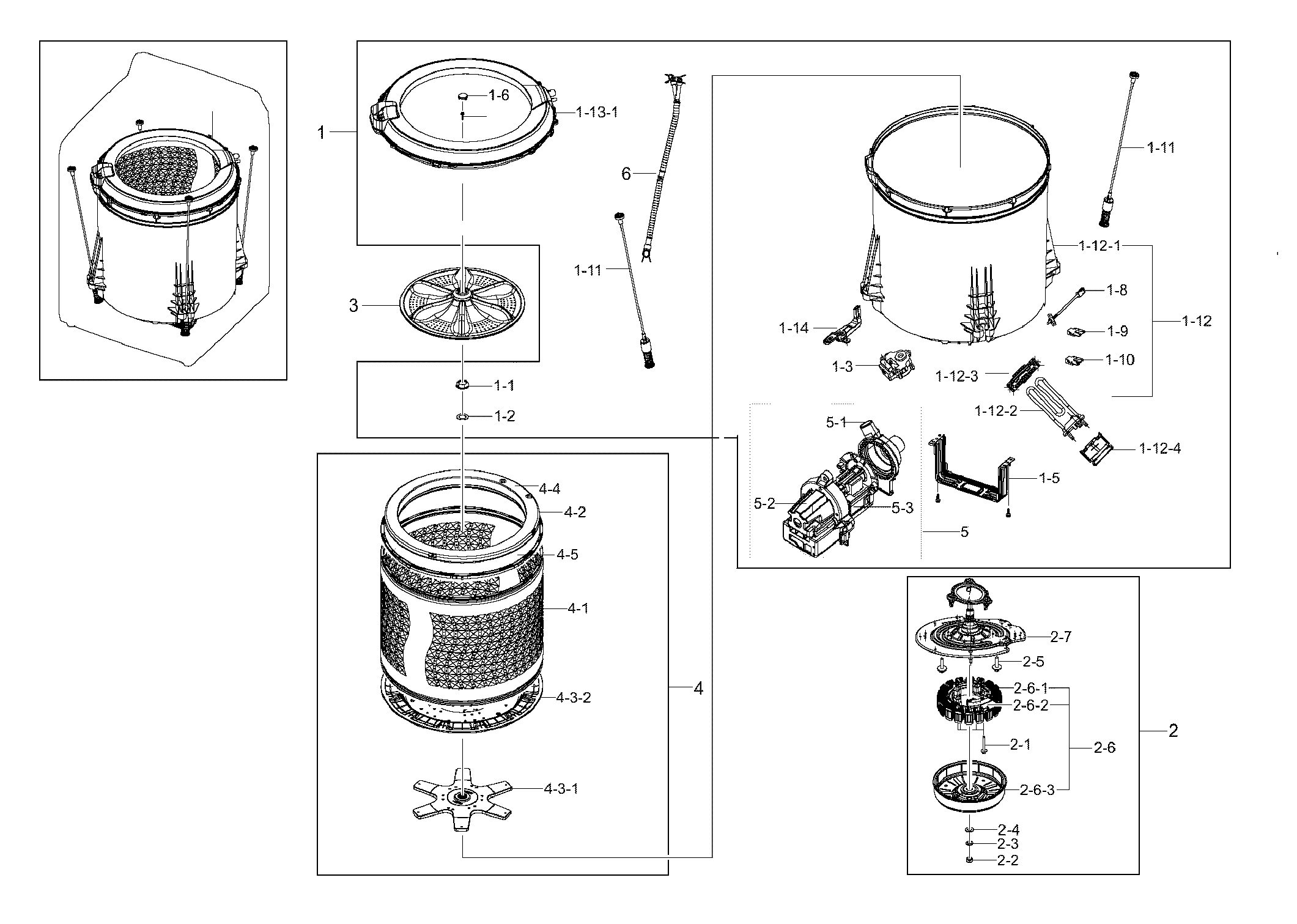Samsung WA50F9A7DSW/A2-00 tub parts diagram