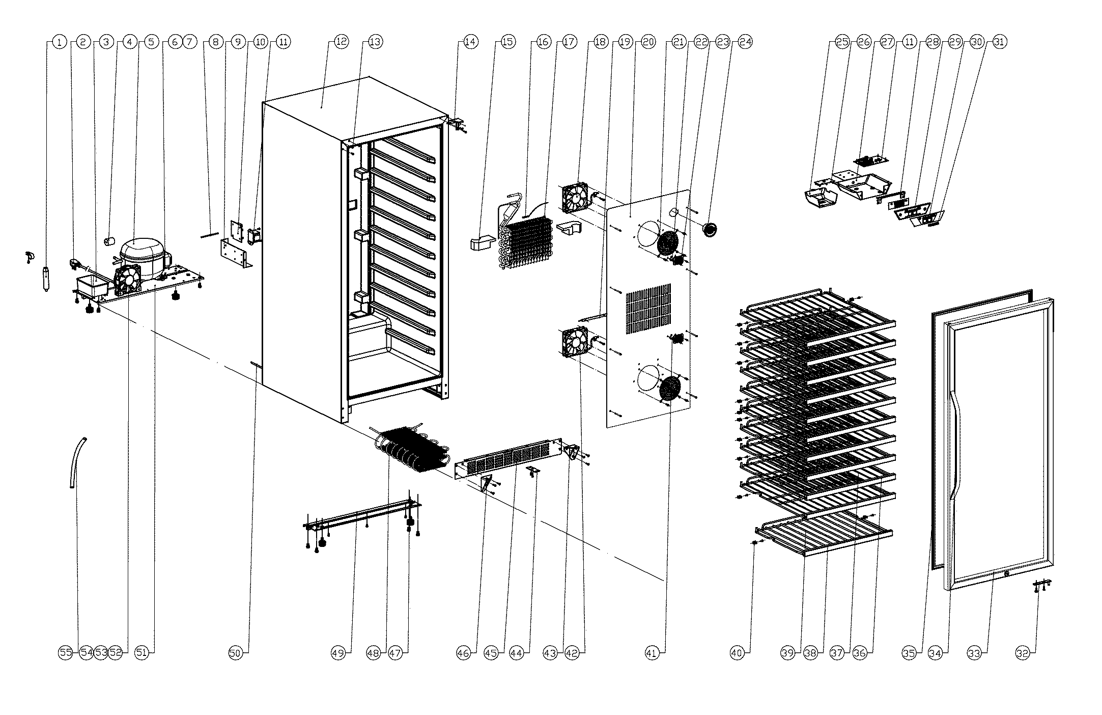 Edgestar CWR1211SZ cooler assy diagram