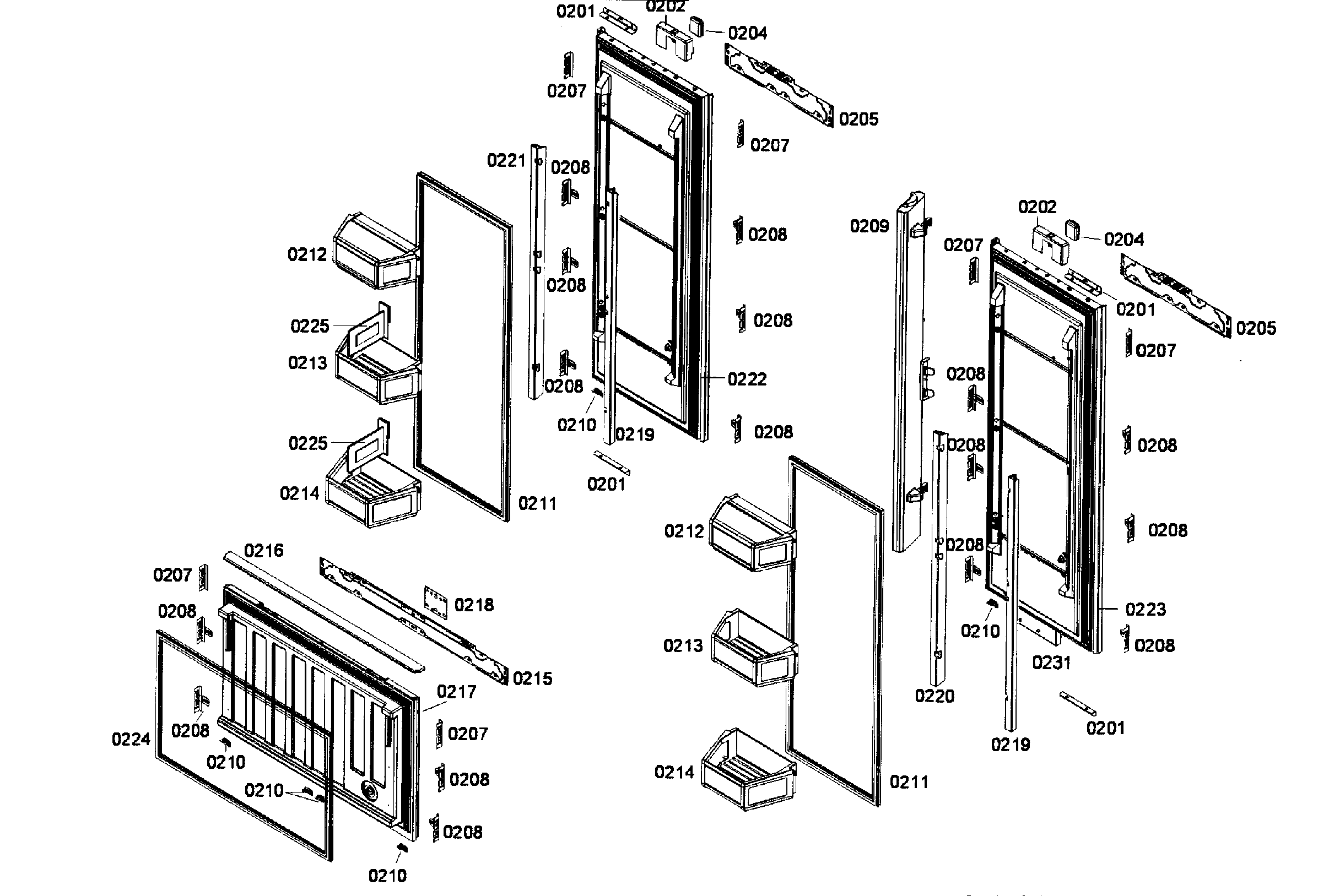 Thermador T36IT71NNP/23 door assy diagram