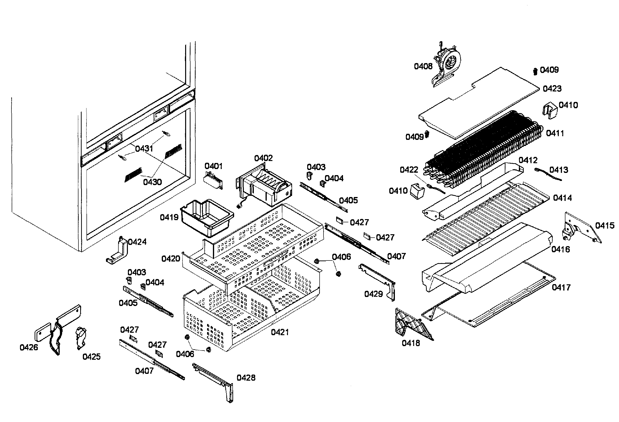 Thermador T36IT71NNP/23 freezer assy diagram