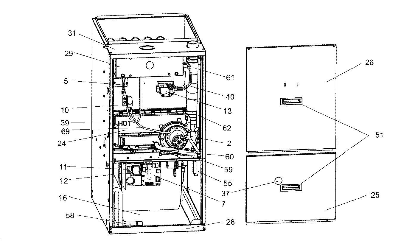 Coleman UGAF100CDB cabinet assy diagram