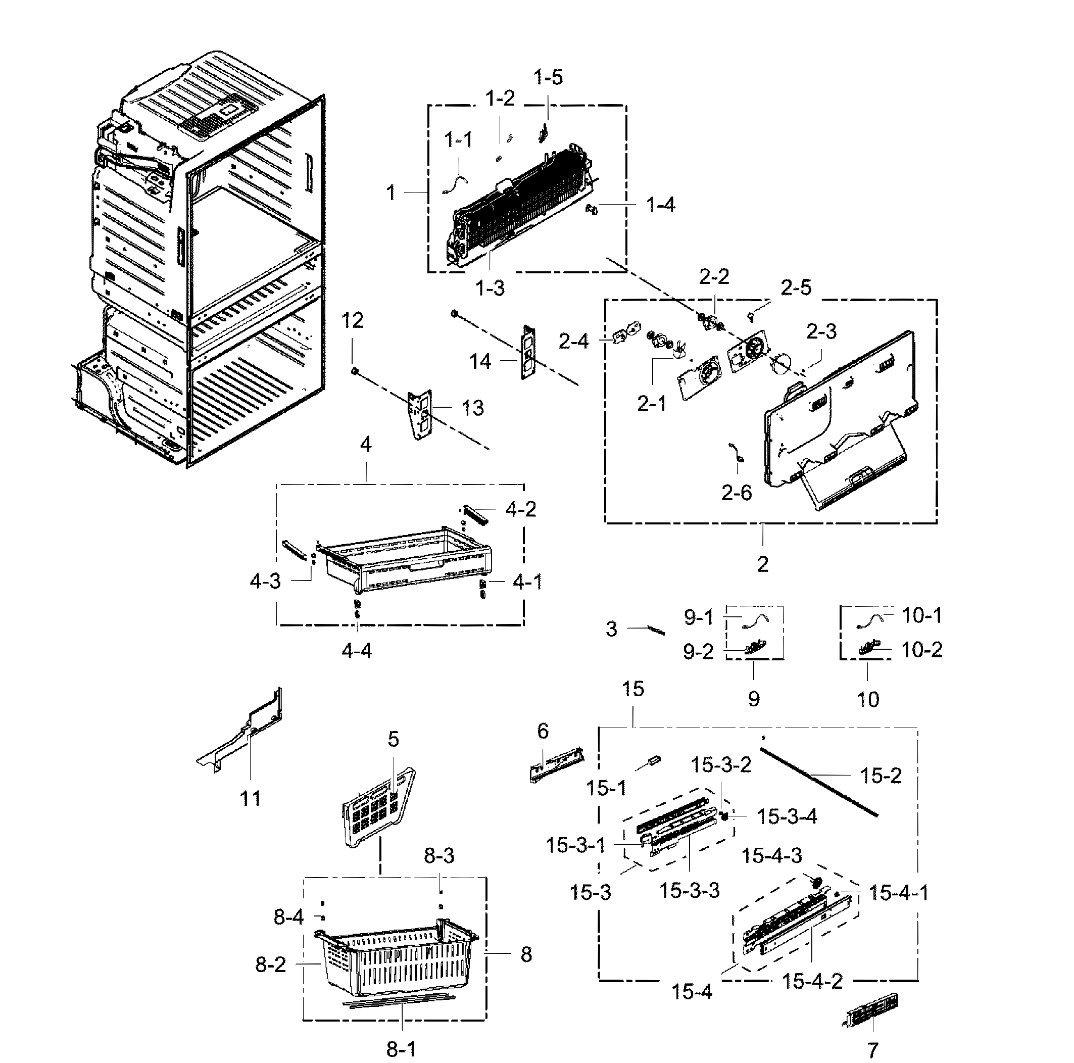 Samsung RF25HMEDBSR/AA-00 freezer assy diagram