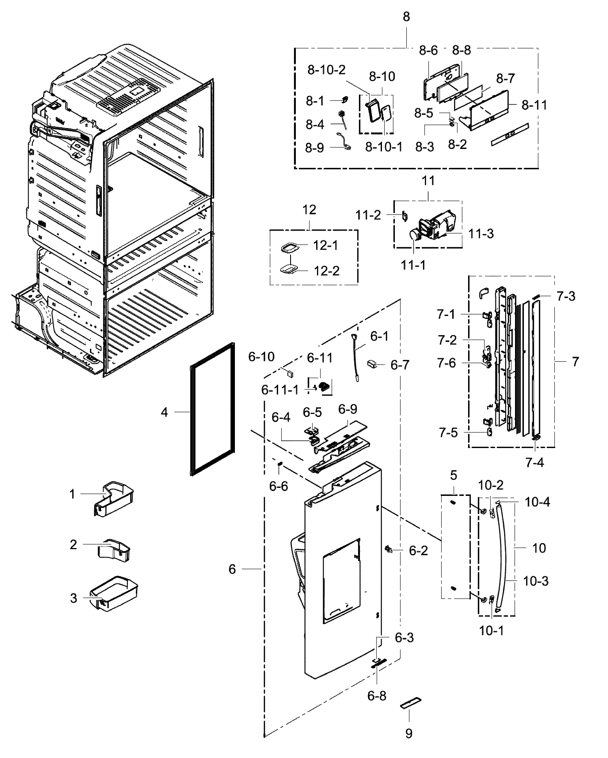 Samsung RF25HMEDBSR/AA-00 fridge door l diagram
