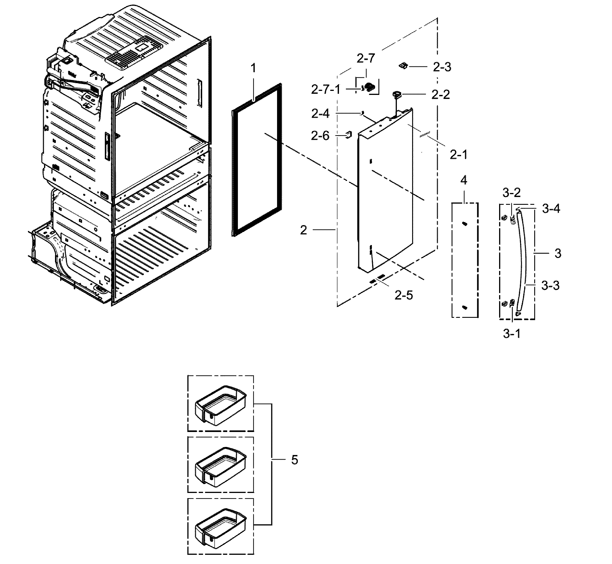 Samsung RF25HMEDBSR/AA-00 fridge door r diagram