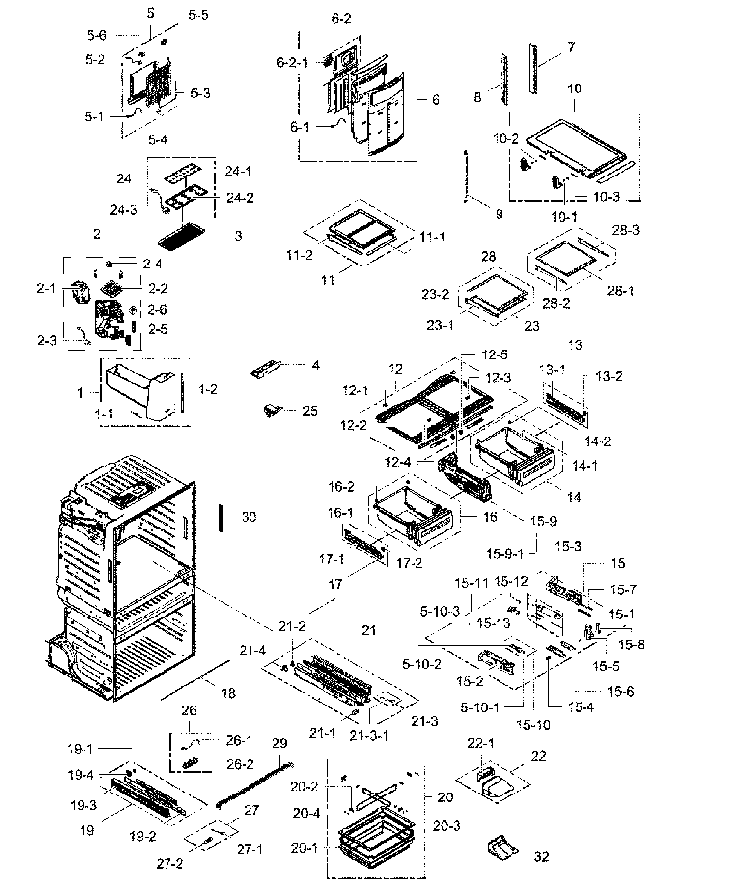 Samsung RF28HMEDBSR/AA-00 fridge assy diagram