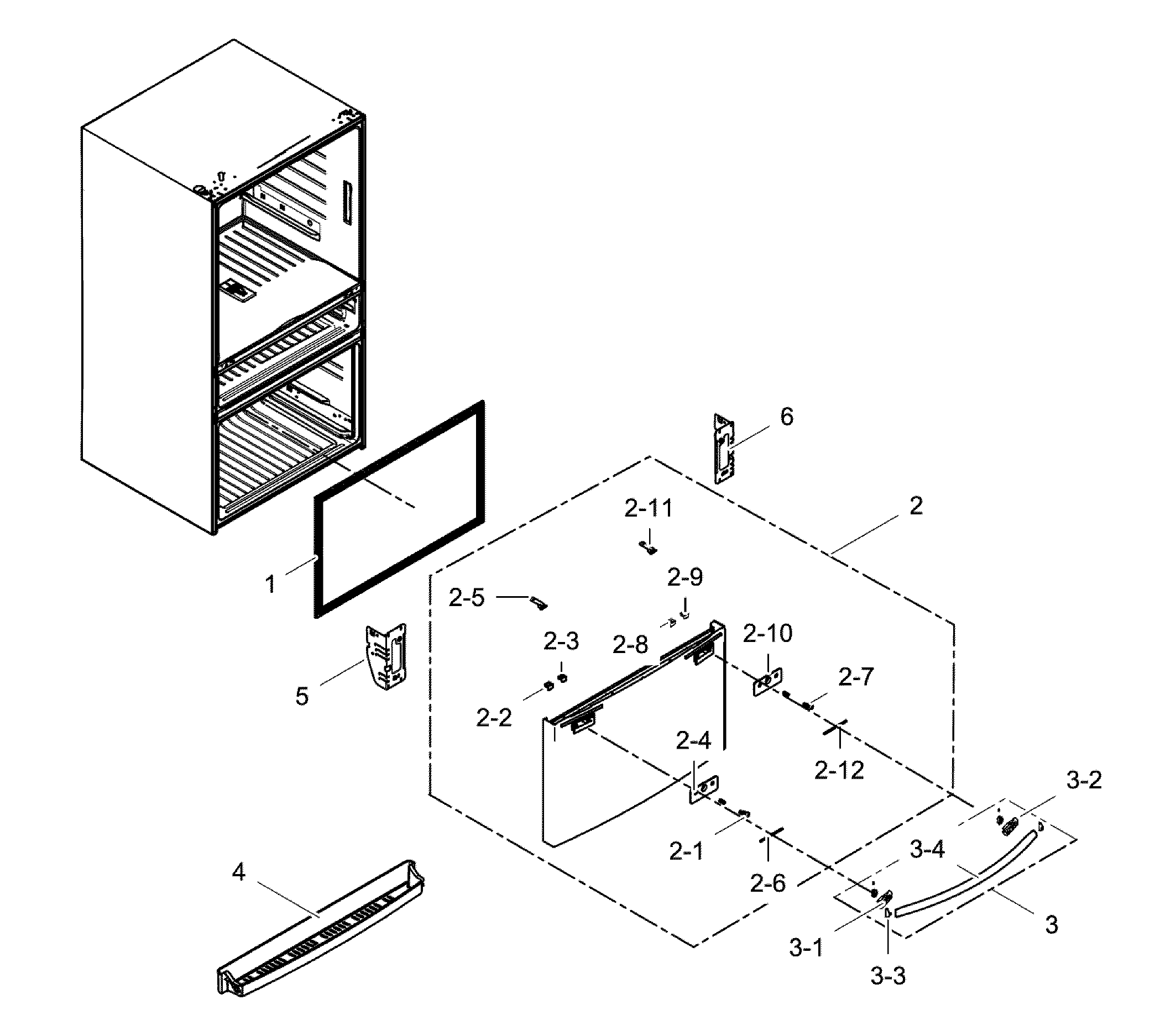 Samsung RF28HMEDBSR/AA-00 freezer door diagram