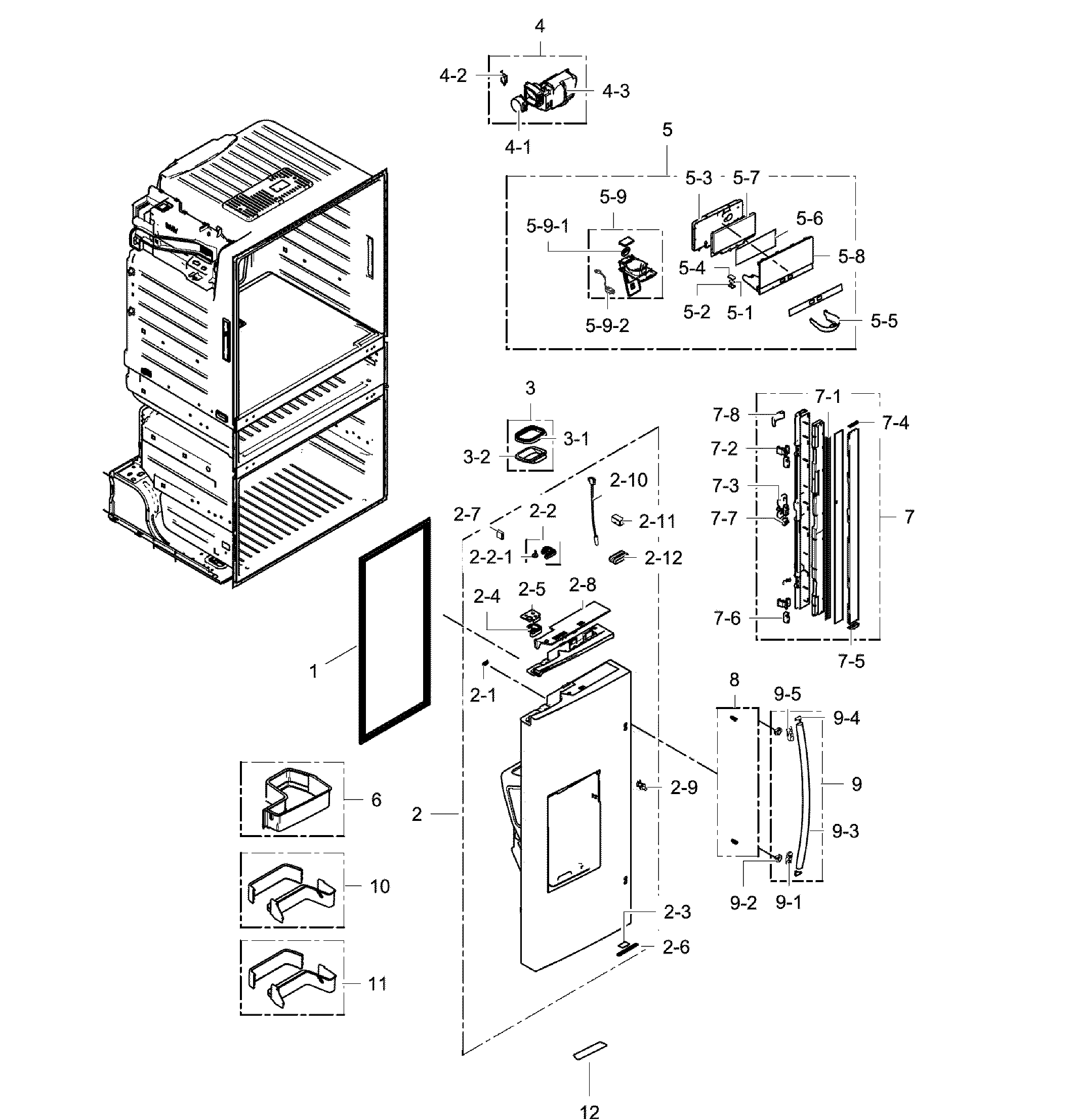 Samsung RF28HMEDBSR/AA-00 fridge door l diagram