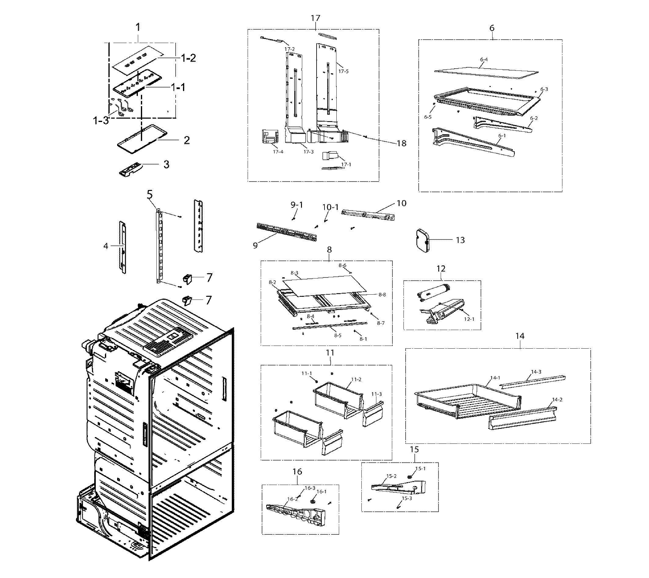 Samsung RF221NCTASP/AA-00 fridge assy diagram