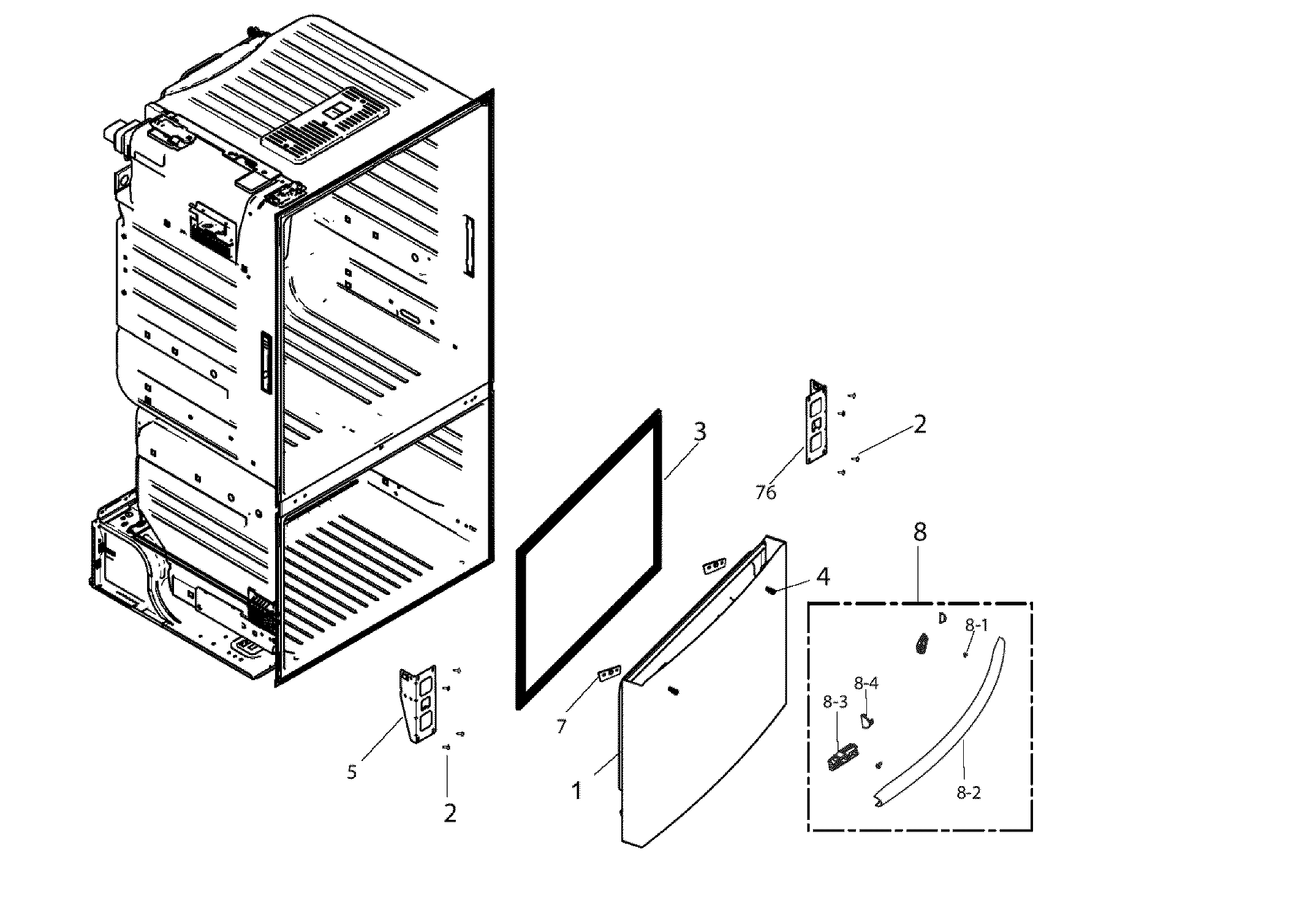Samsung RF221NCTASP/AA-00 freezer door diagram