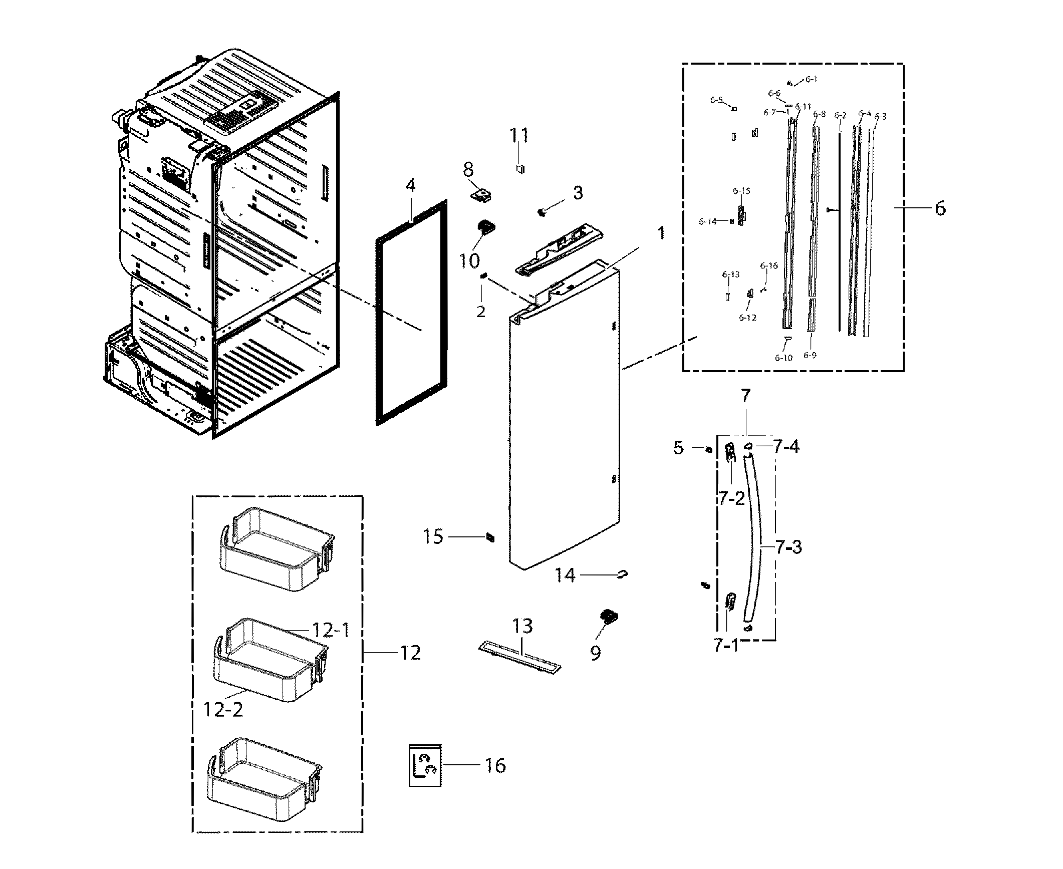 Samsung RF221NCTASP/AA-00 fridge door l diagram