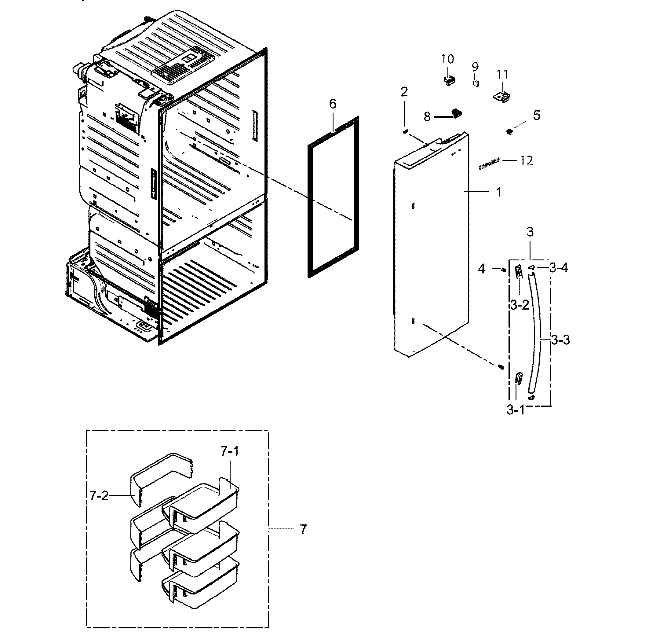 Samsung RF221NCTASP/AA-00 fridge door r diagram