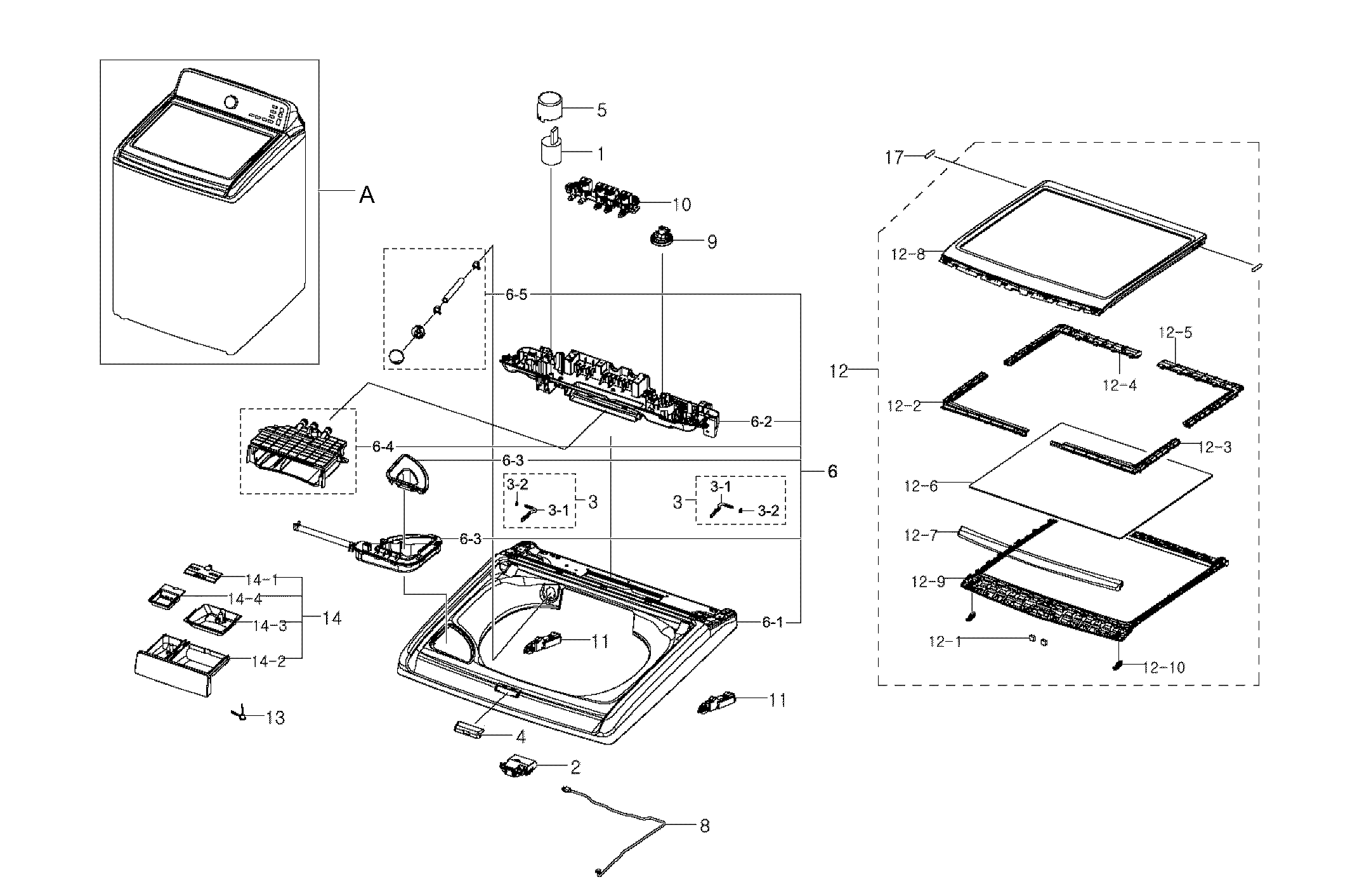 Samsung WA456DRHDSU/AA-02 top cover diagram