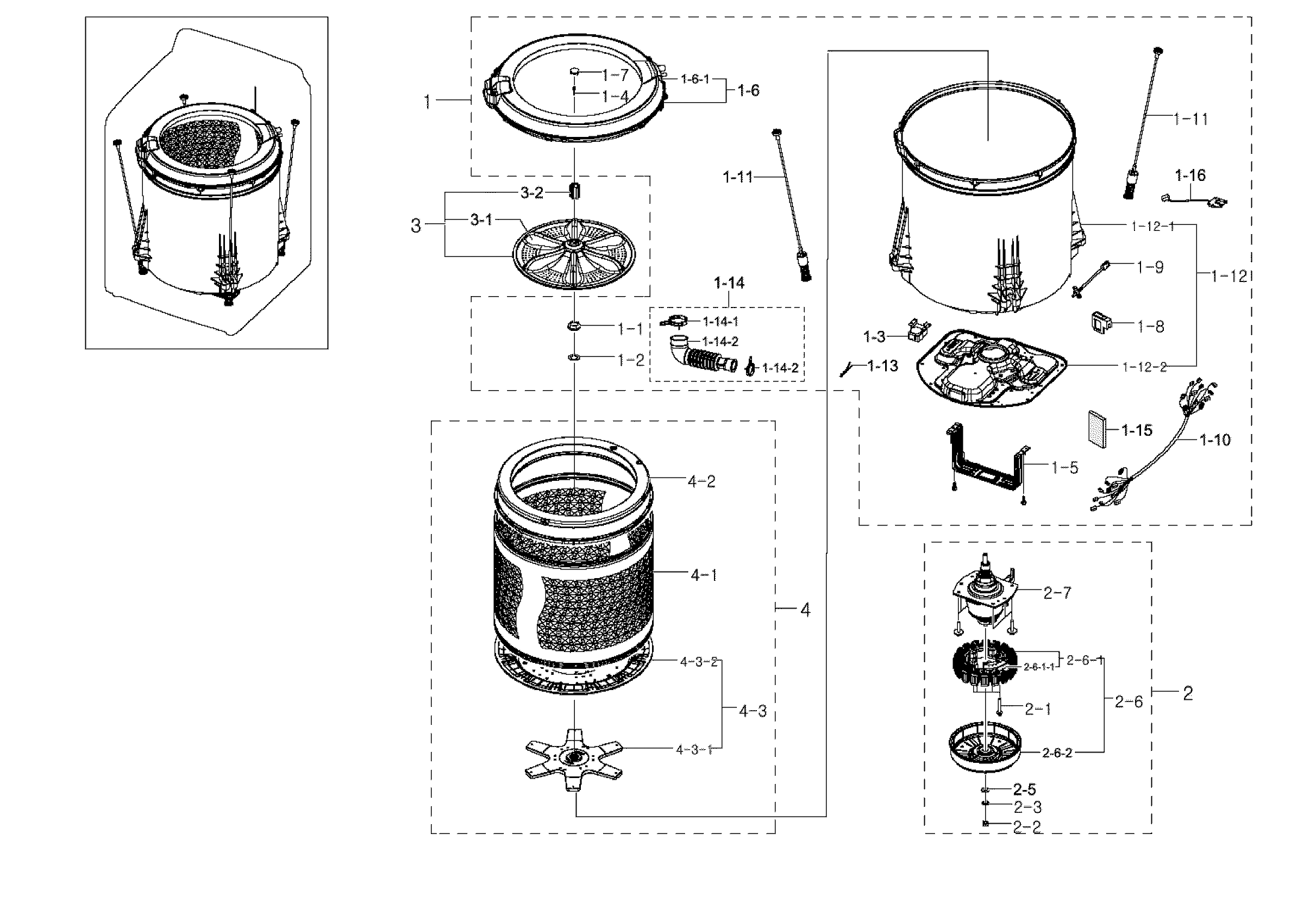 Samsung WA456DRHDSU/AA-02 tub parts diagram