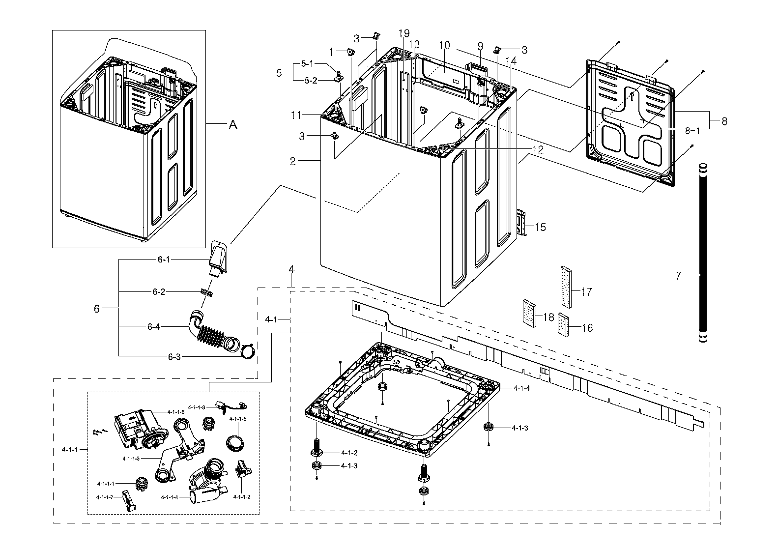 Samsung WA456DRHDSU/AA-02 frame assy diagram