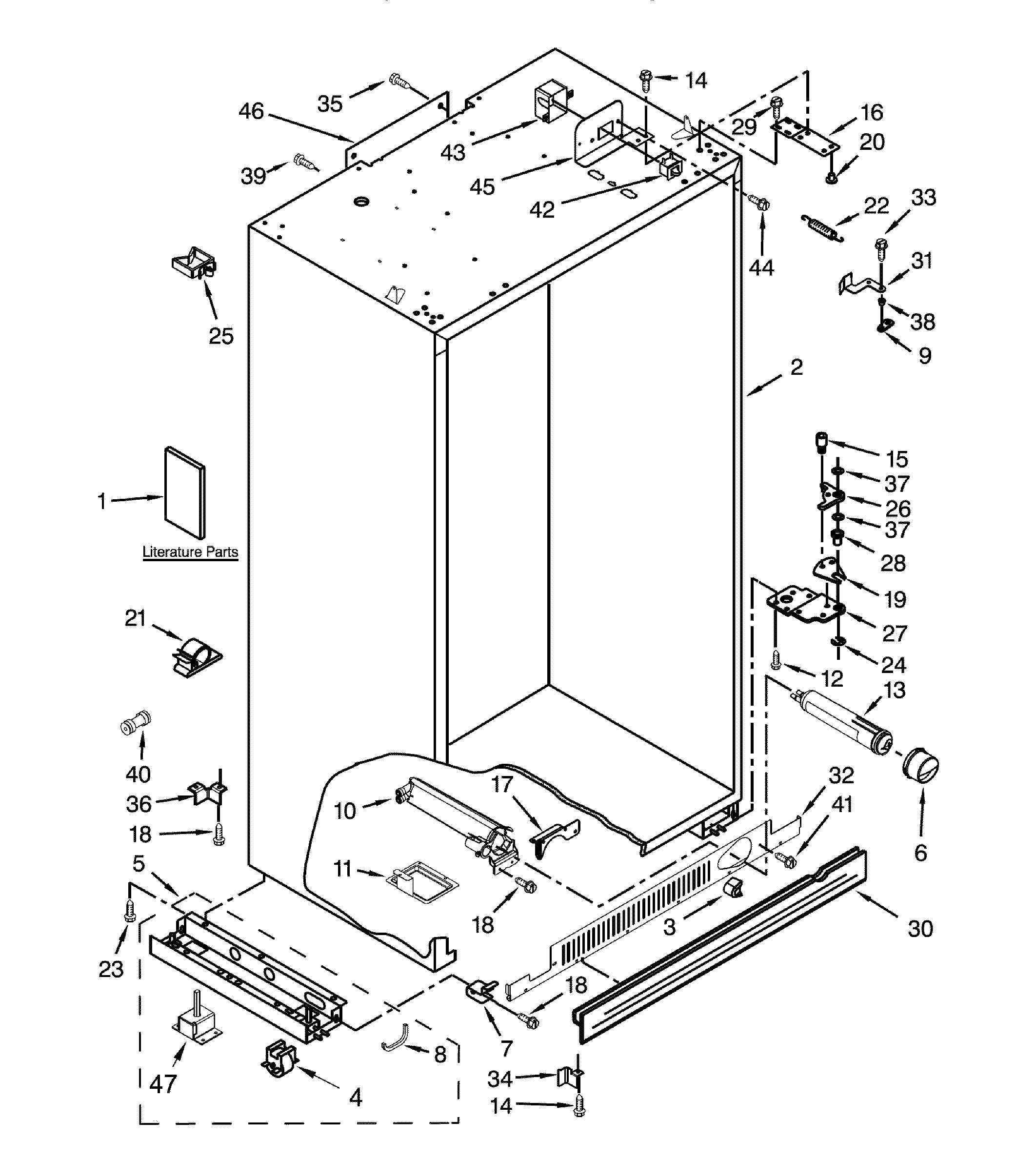 Dacor DYF48BIWS00 cabinet parts diagram