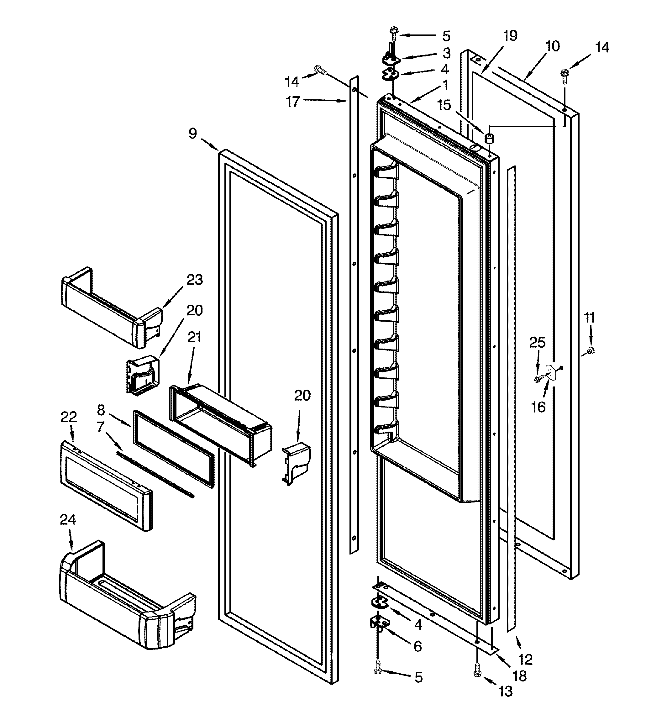 Dacor DYF48BIWS00 refrigerator door parts diagram