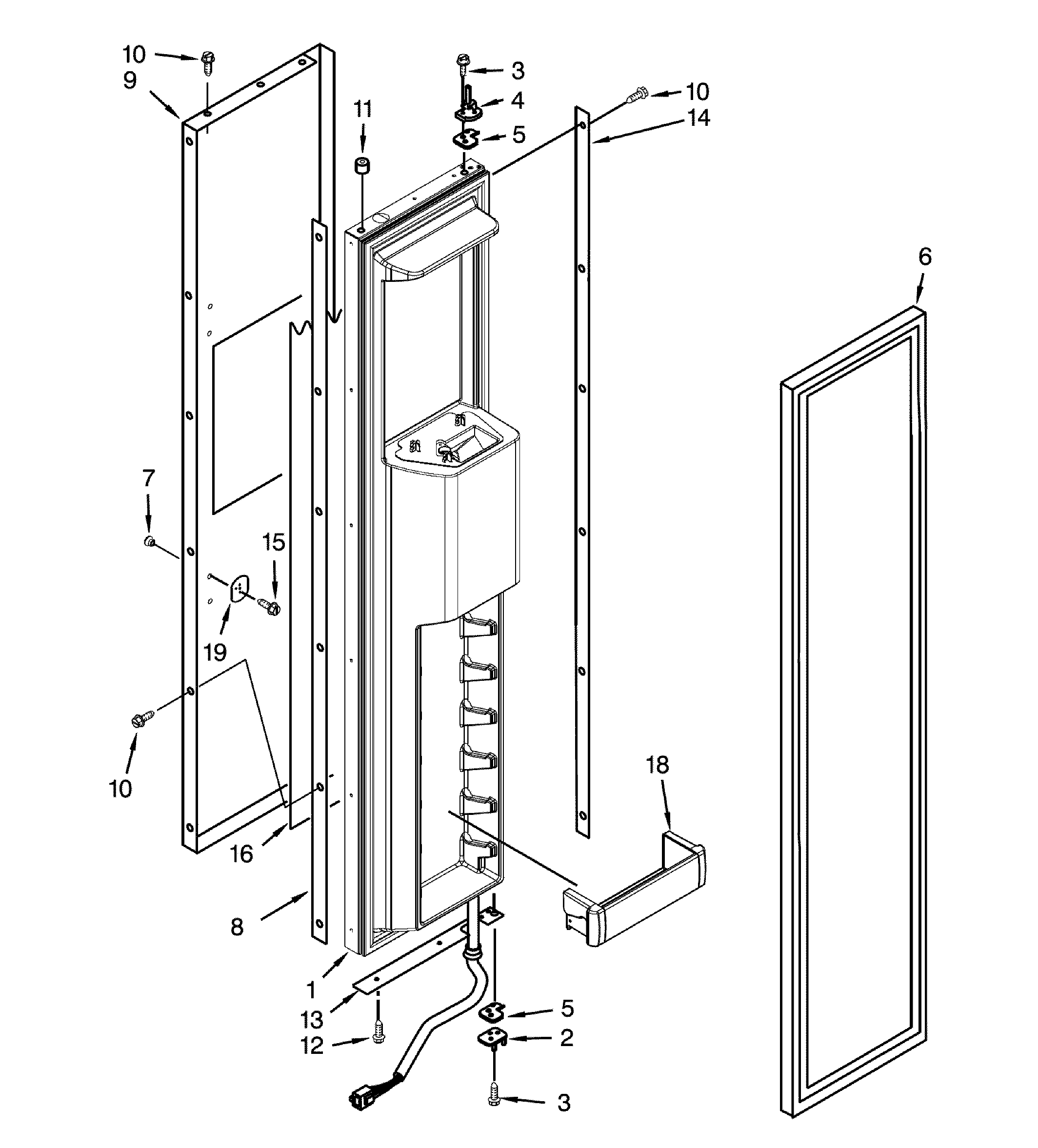Dacor DYF48BIWS00 freezer door parts diagram