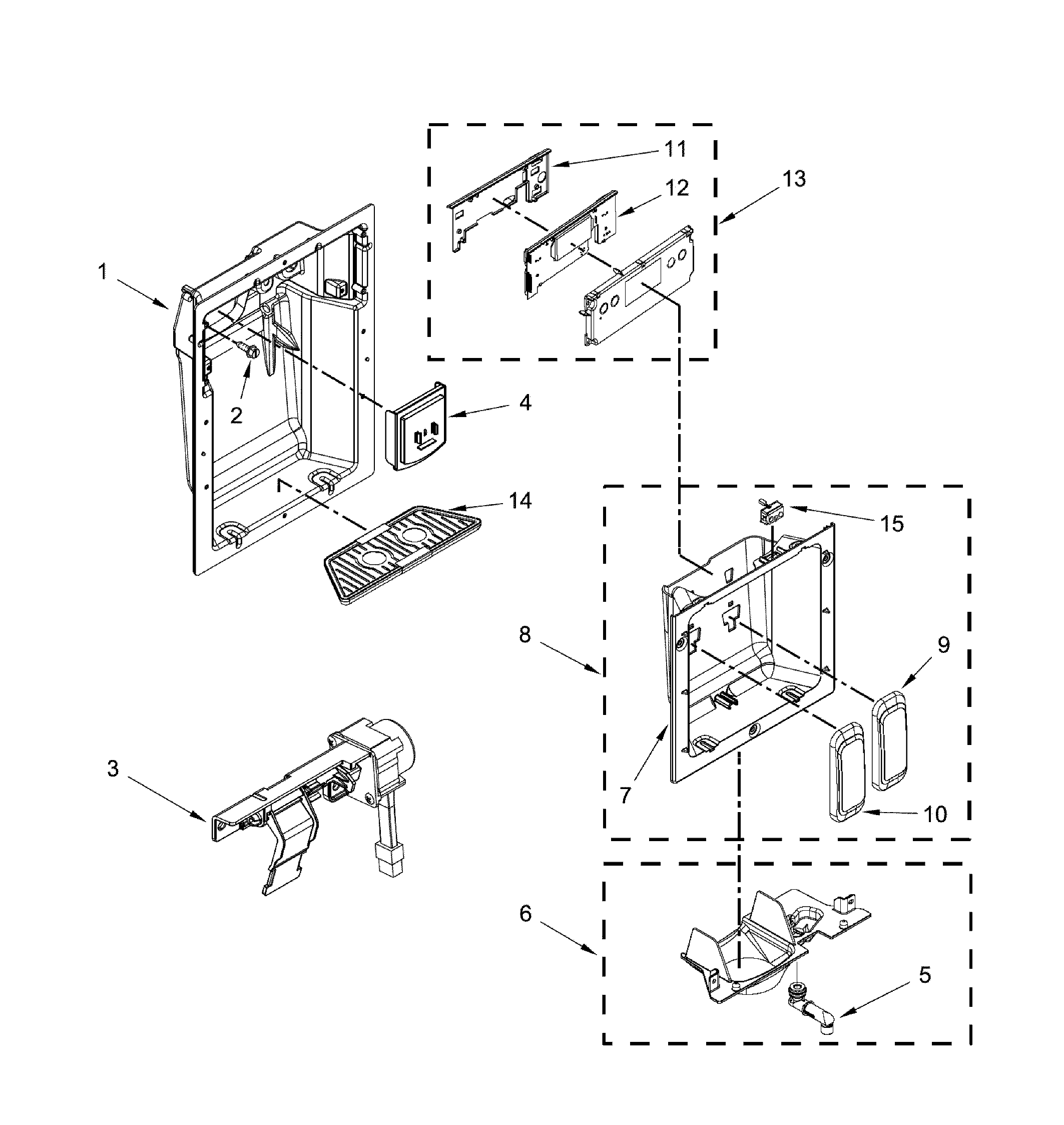 Dacor DYF48BIWS00 dispenser parts diagram