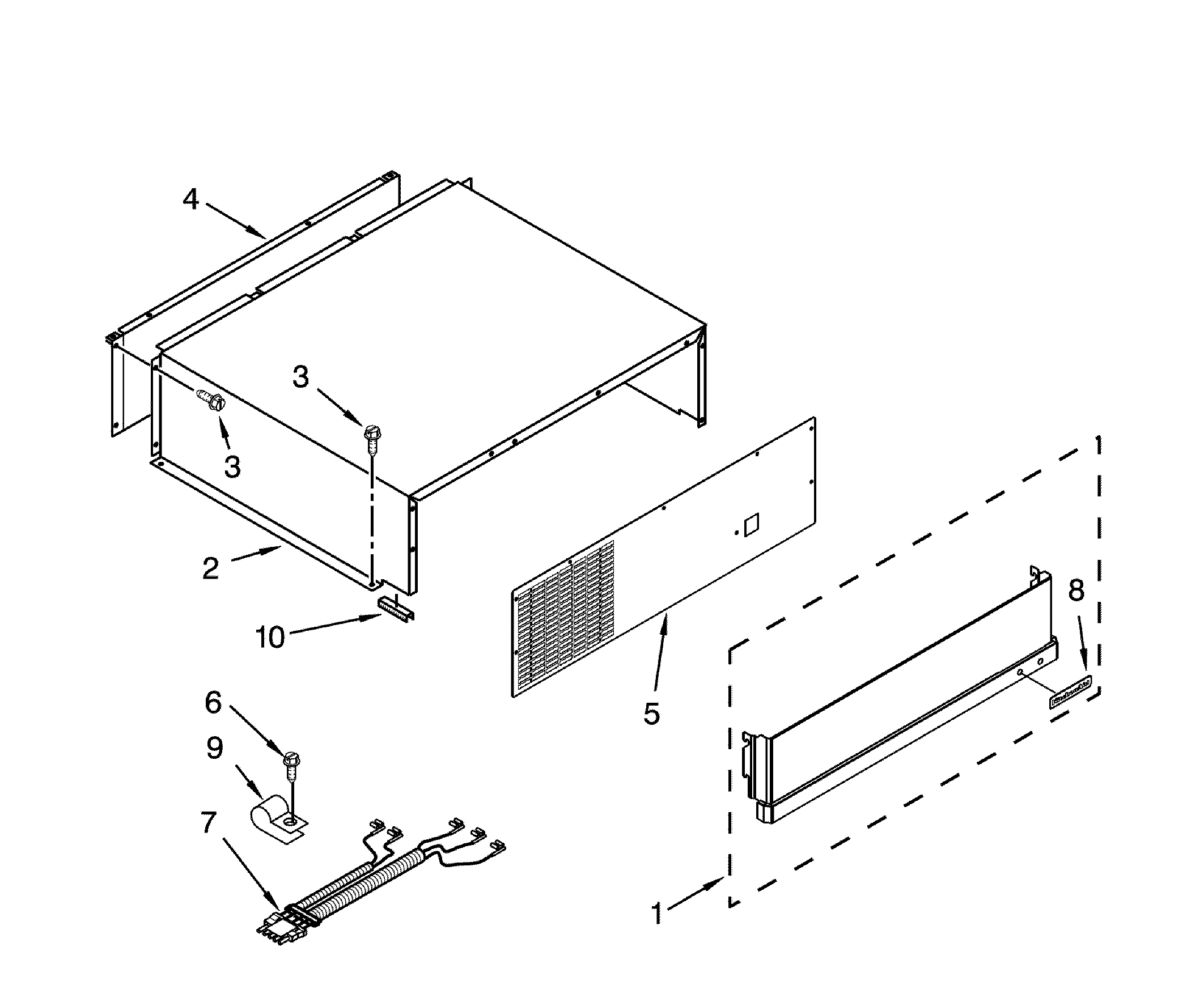 Dacor DYF48BIWS00 top grille/unit cover diagram