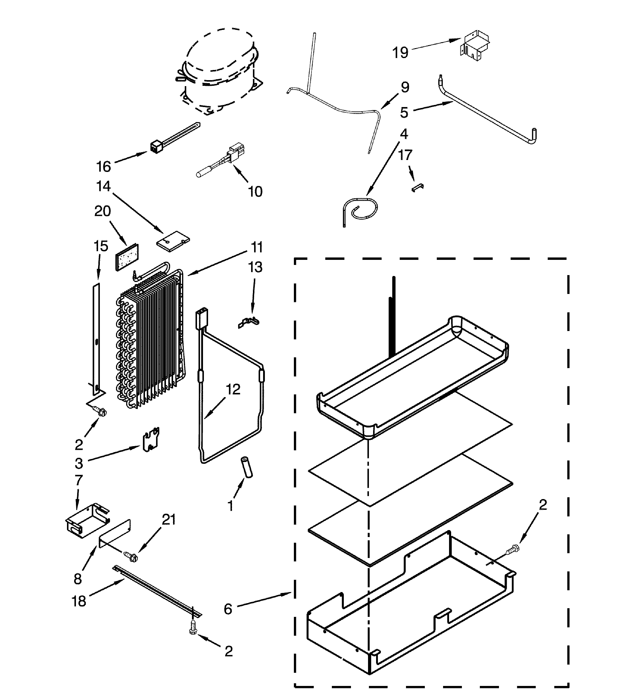Dacor DYF48BIWS00 lower unit/tube diagram