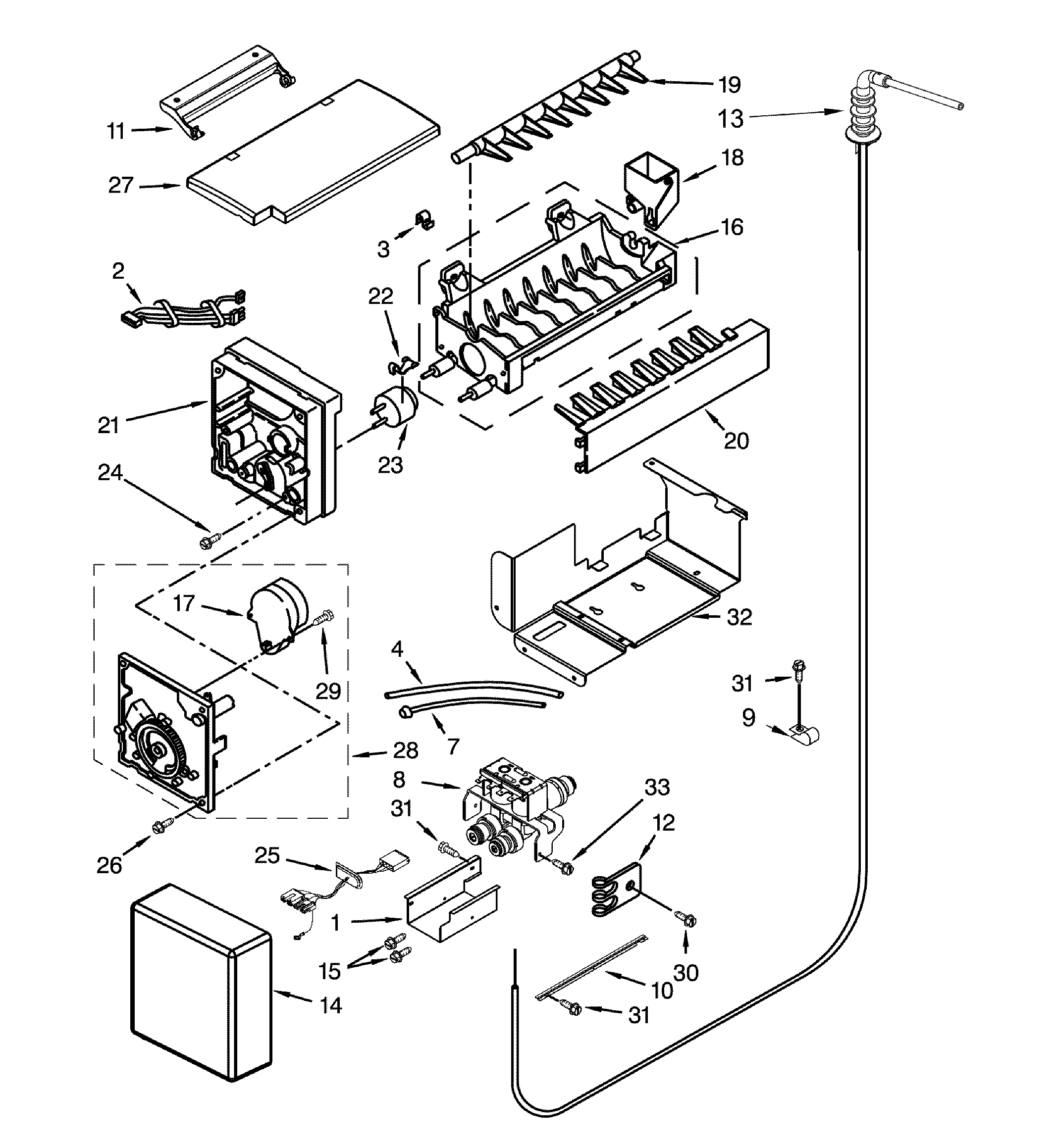 Dacor DYF48BIWS00 ice maker parts diagram