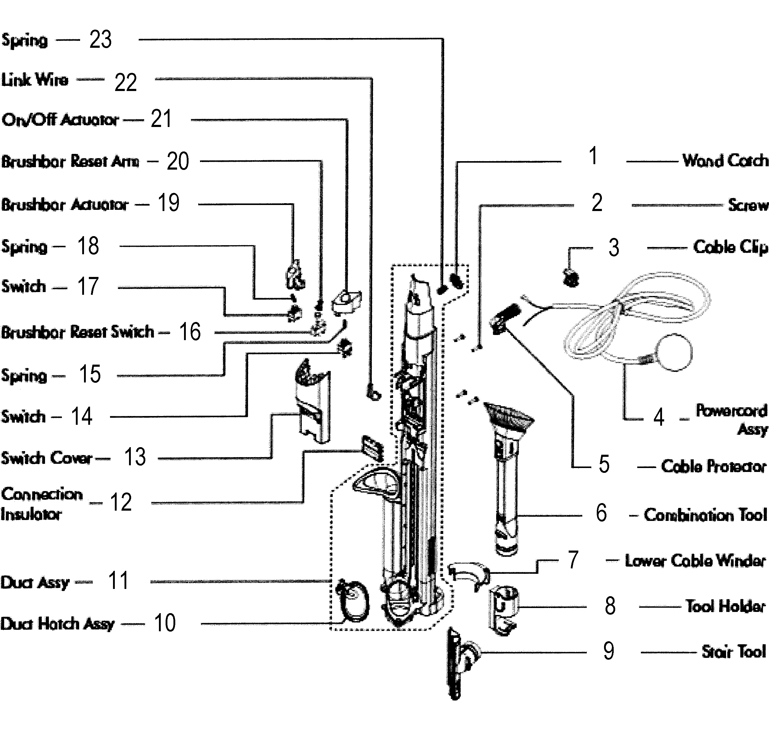 Dyson DC65 main assy diagram