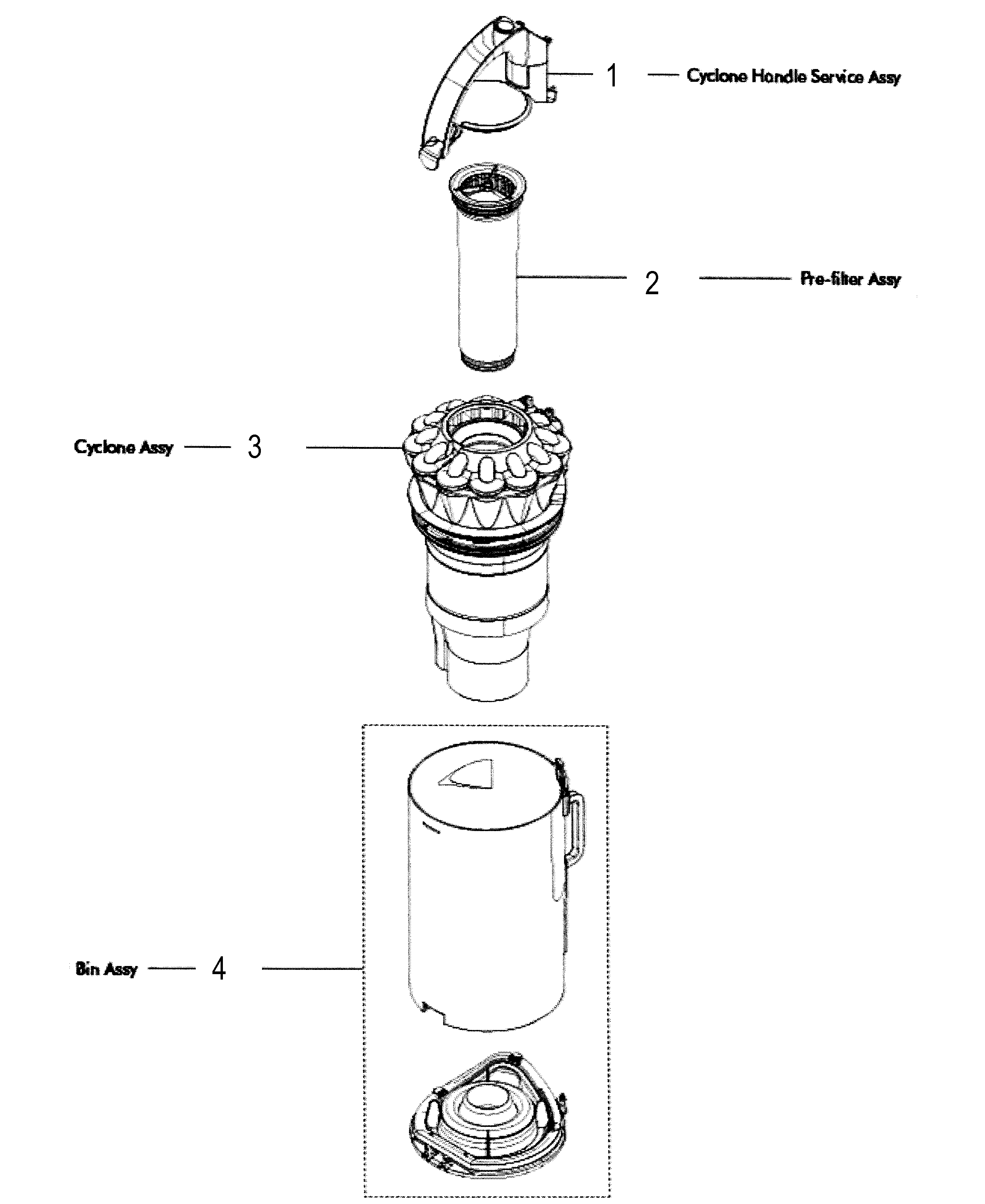 Dyson DC65 cyclone assy diagram