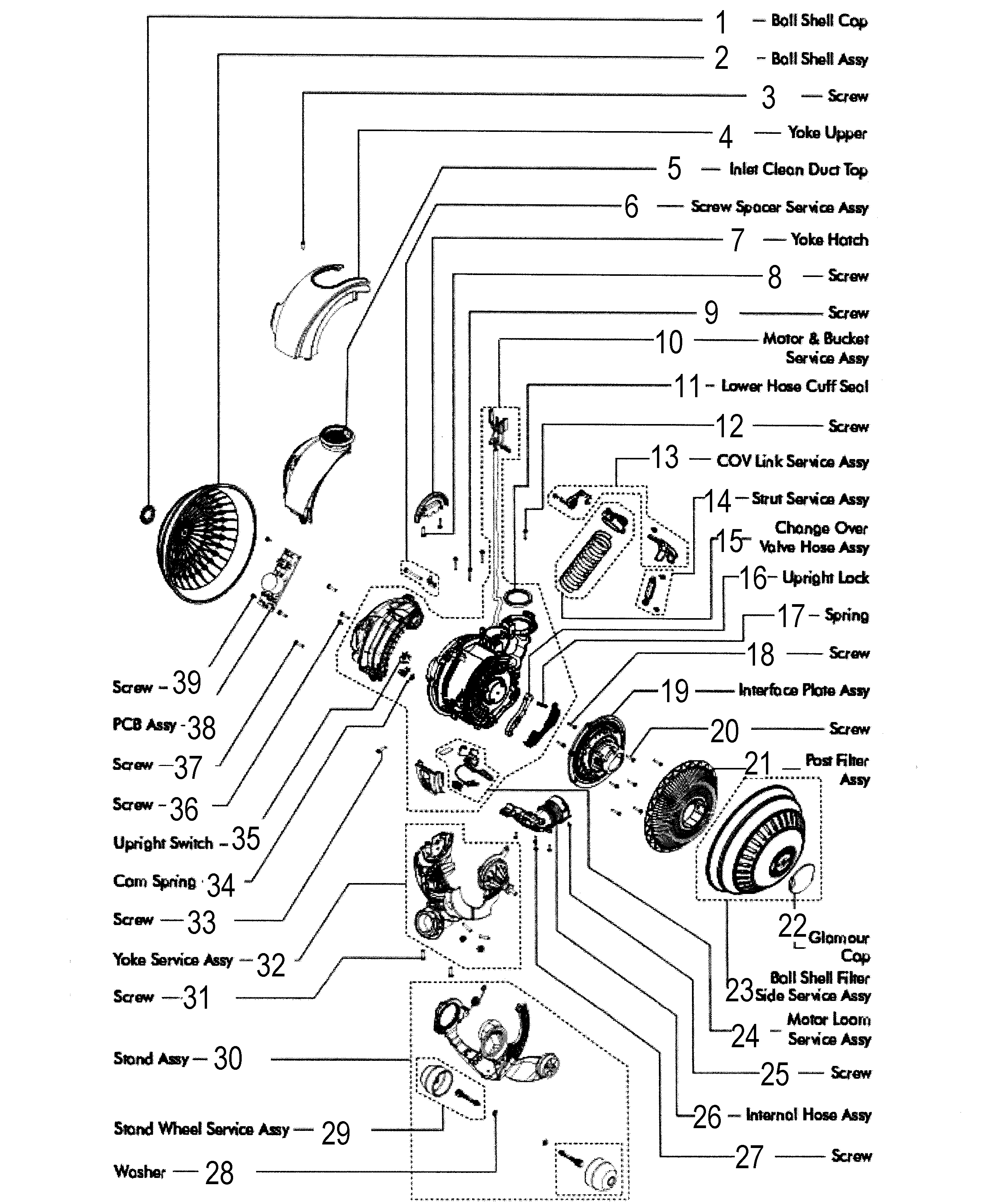 Dyson DC65 motor assy diagram