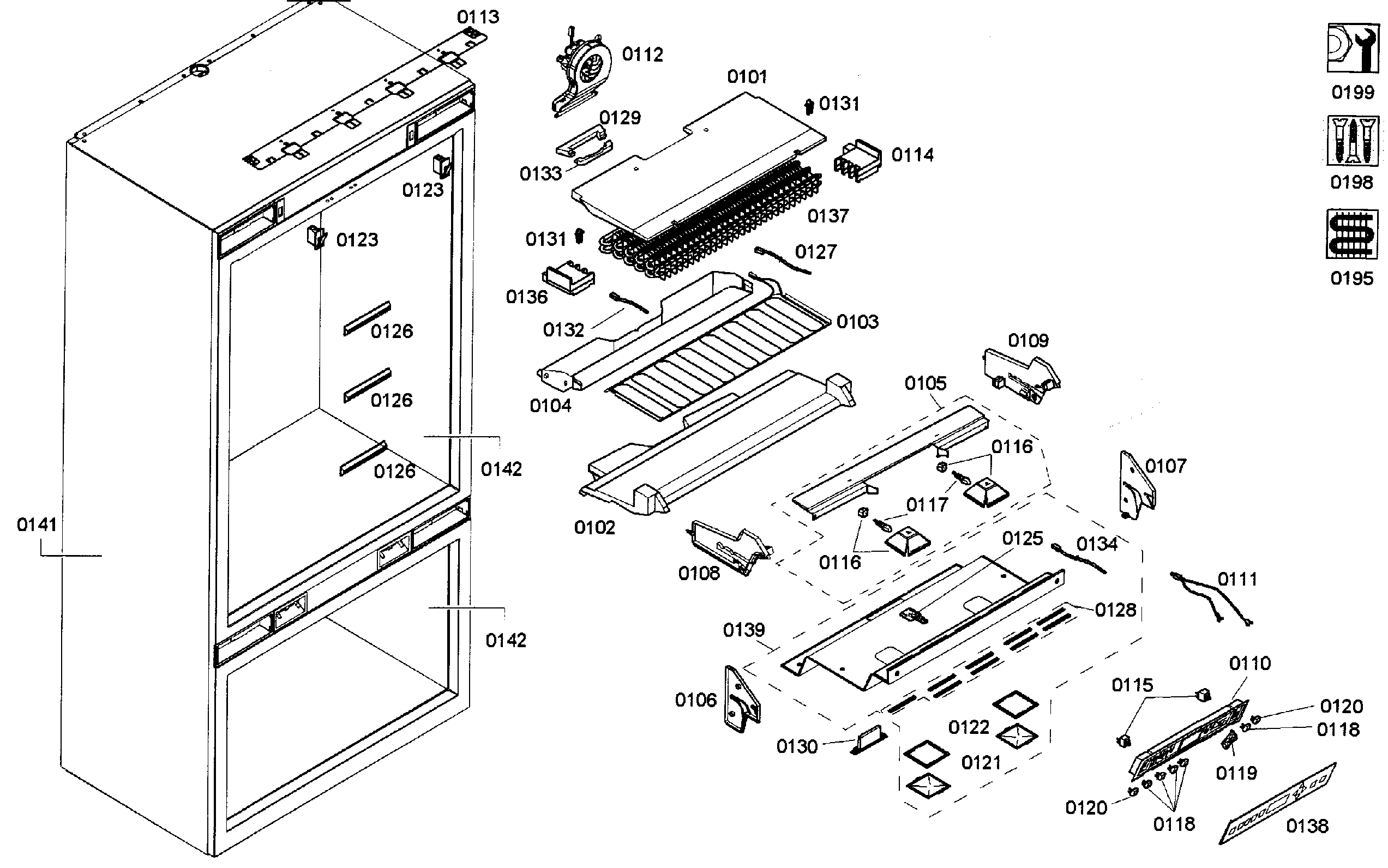 Thermador T36IT71NNP/31 cabinet 1 assy diagram