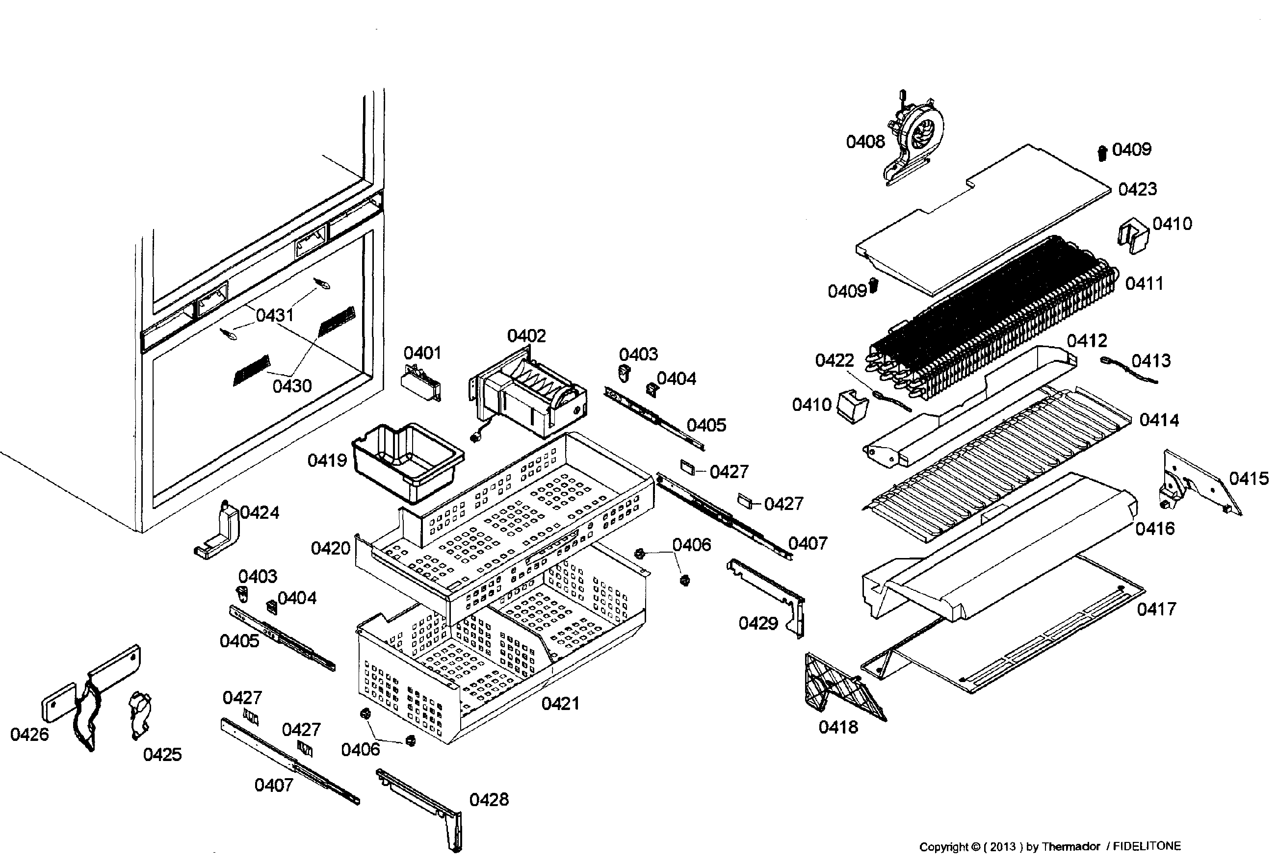 Thermador T36IT71NNP/31 freezer assy diagram