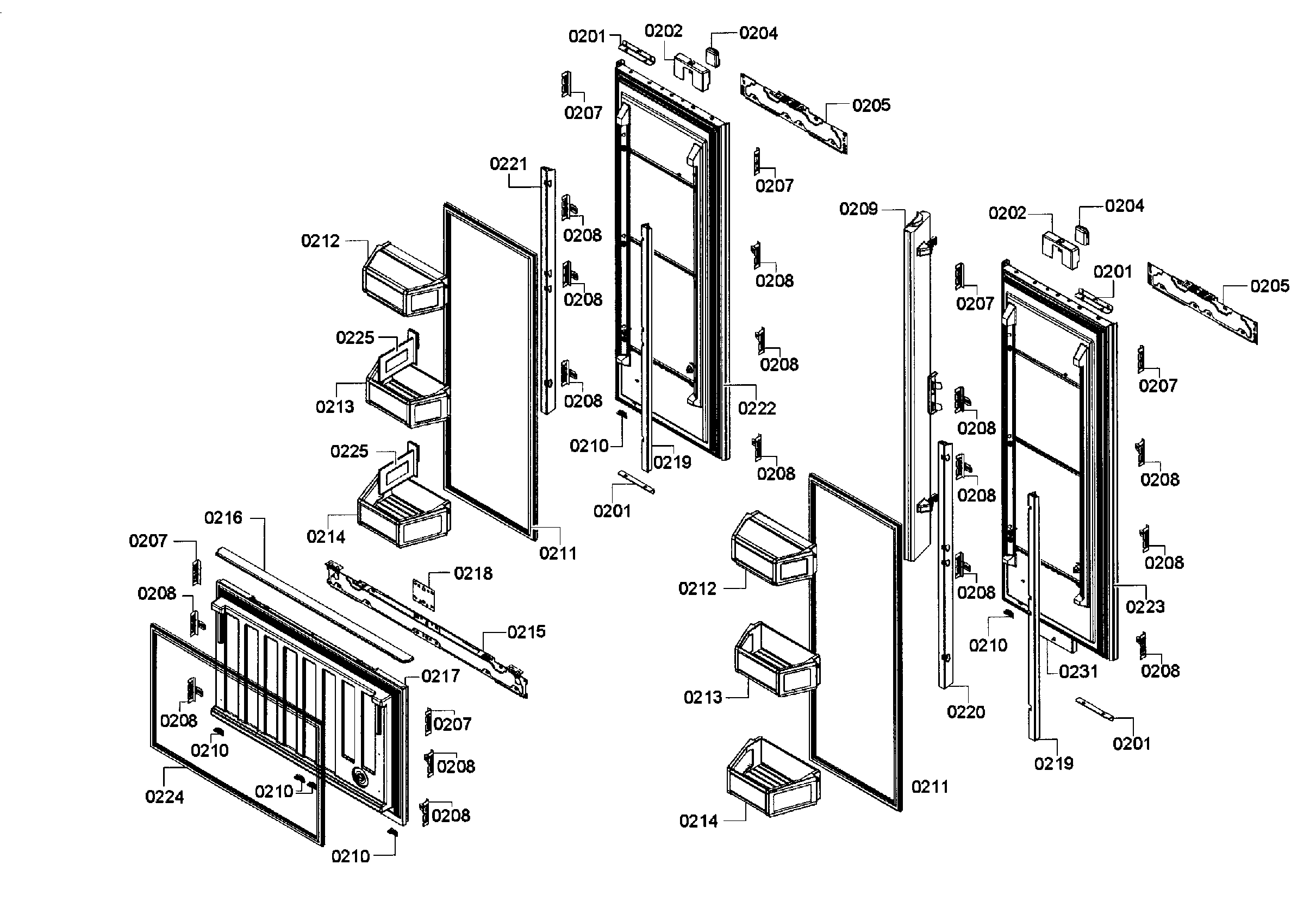 Thermador T36IT71NNP/35 door assy diagram