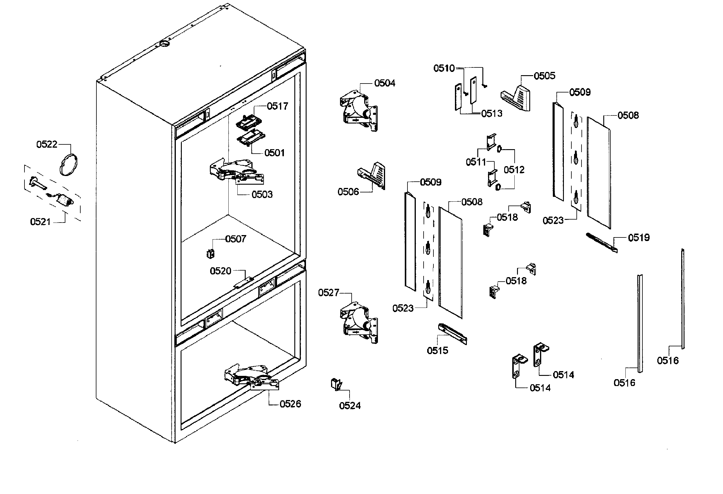 Thermador T36IT71NNP/35 cabinet 2 assy diagram
