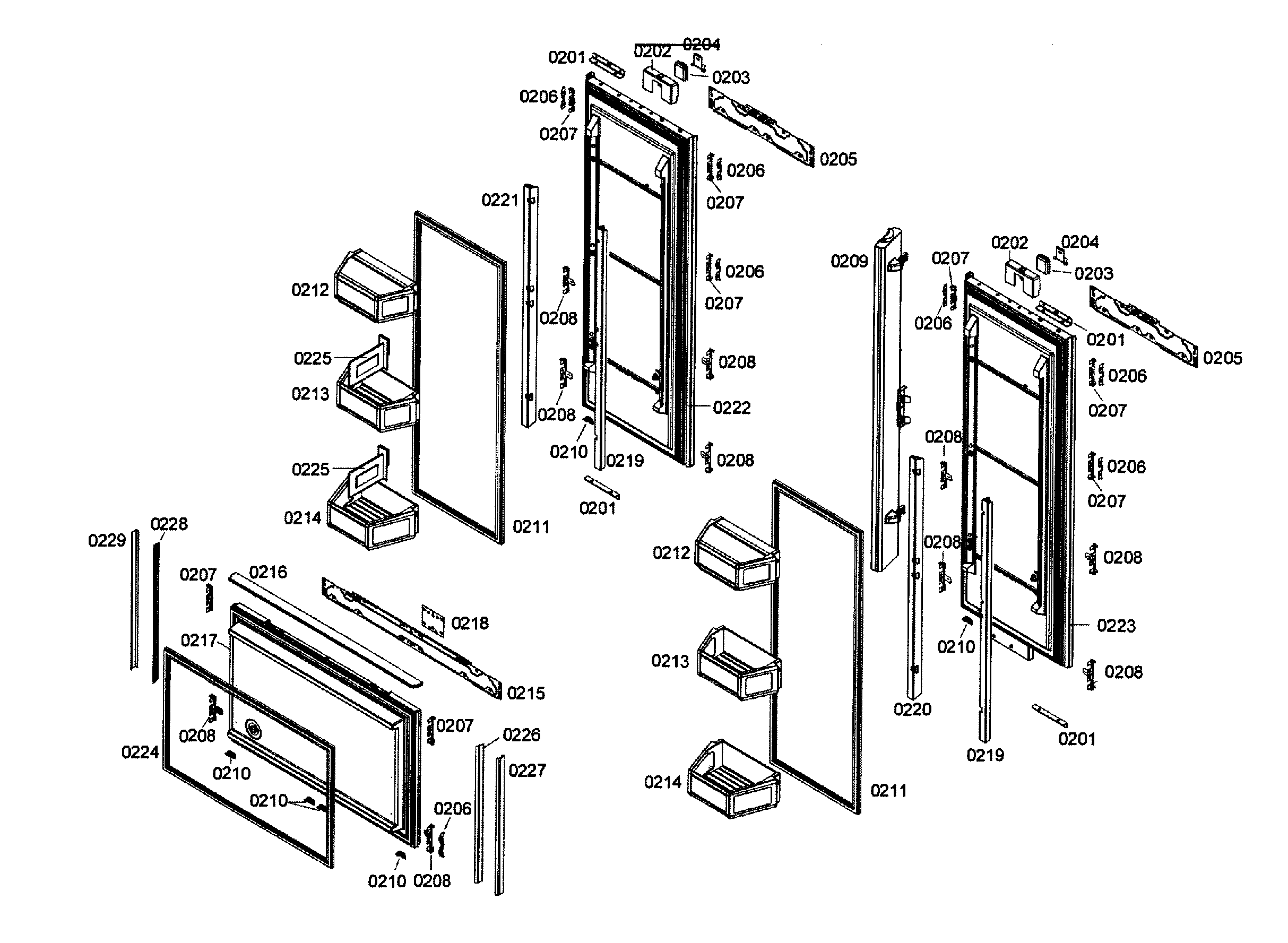 Thermador T36IT71NNP/99 door assy diagram