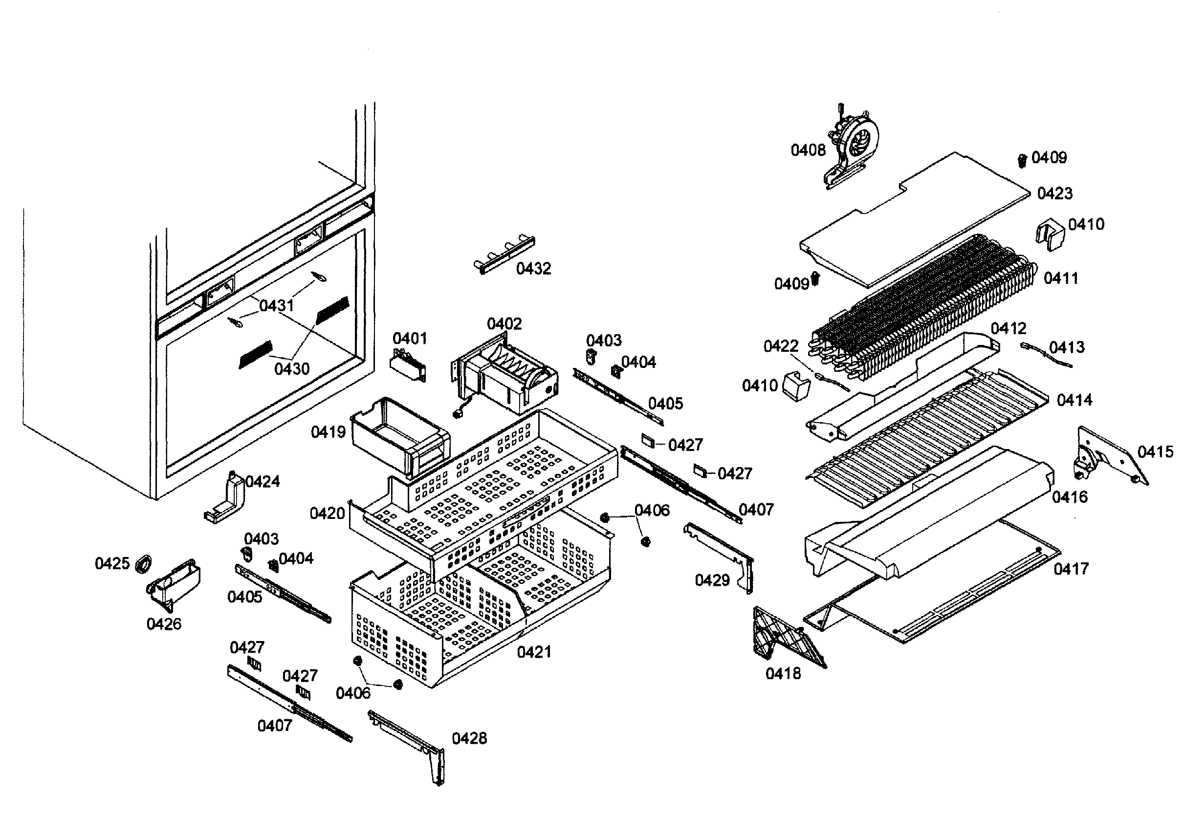 Thermador T36IT71NNP/99 freezer assy diagram