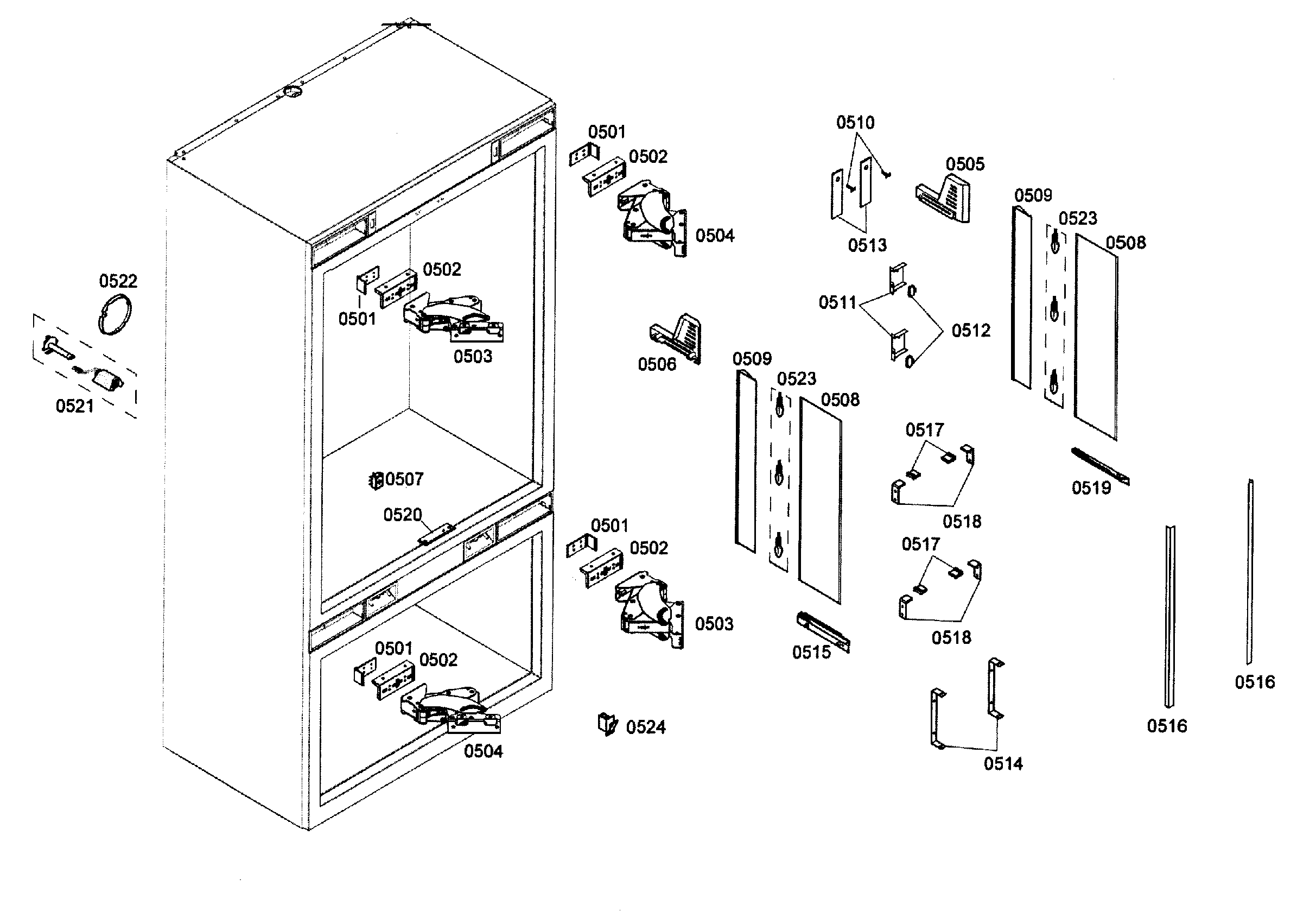 Thermador T36IT71NNP/99 cabinet 2 assy diagram