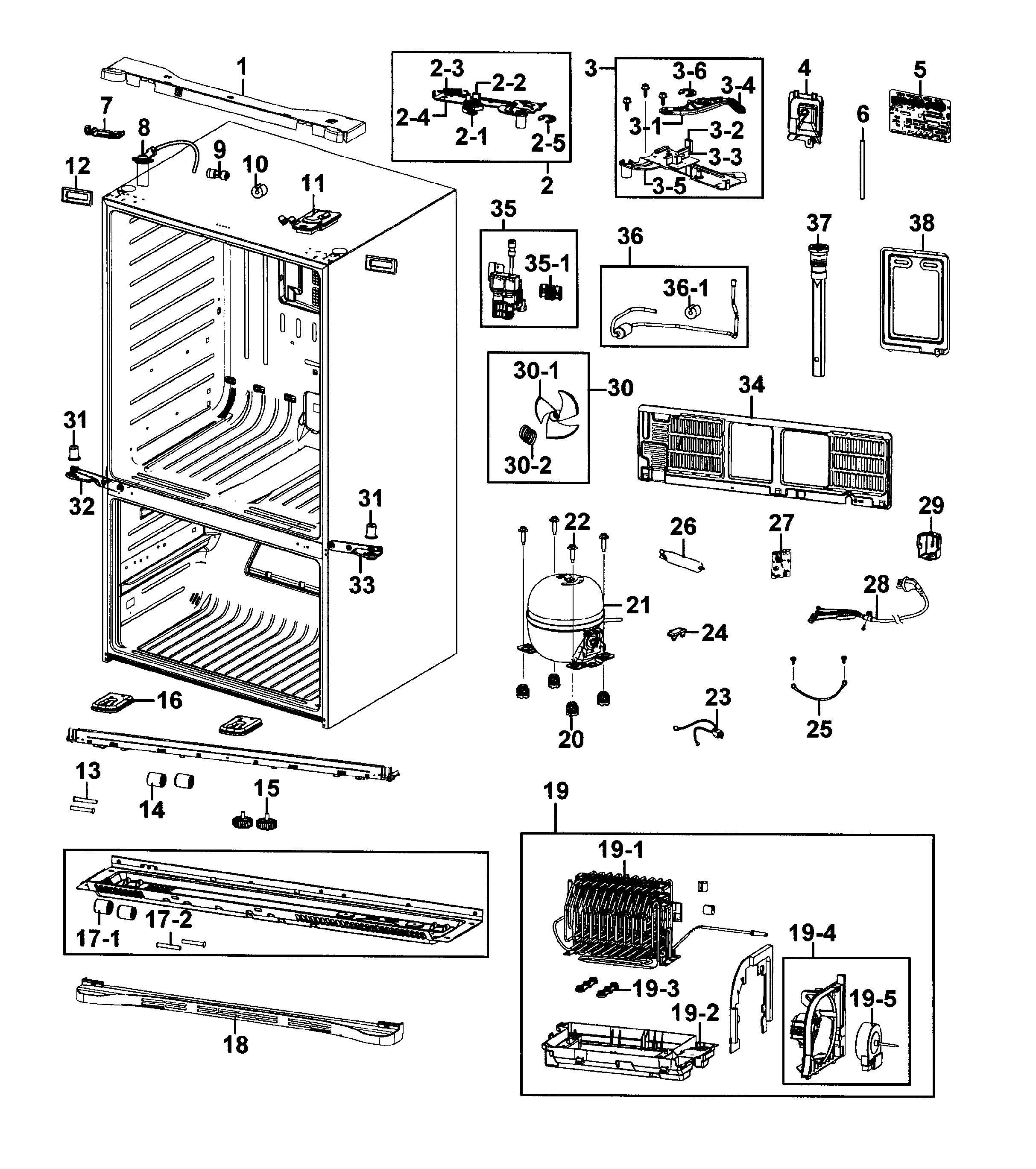 Samsung RF4289HARS/XAA-01 cabinet diagram