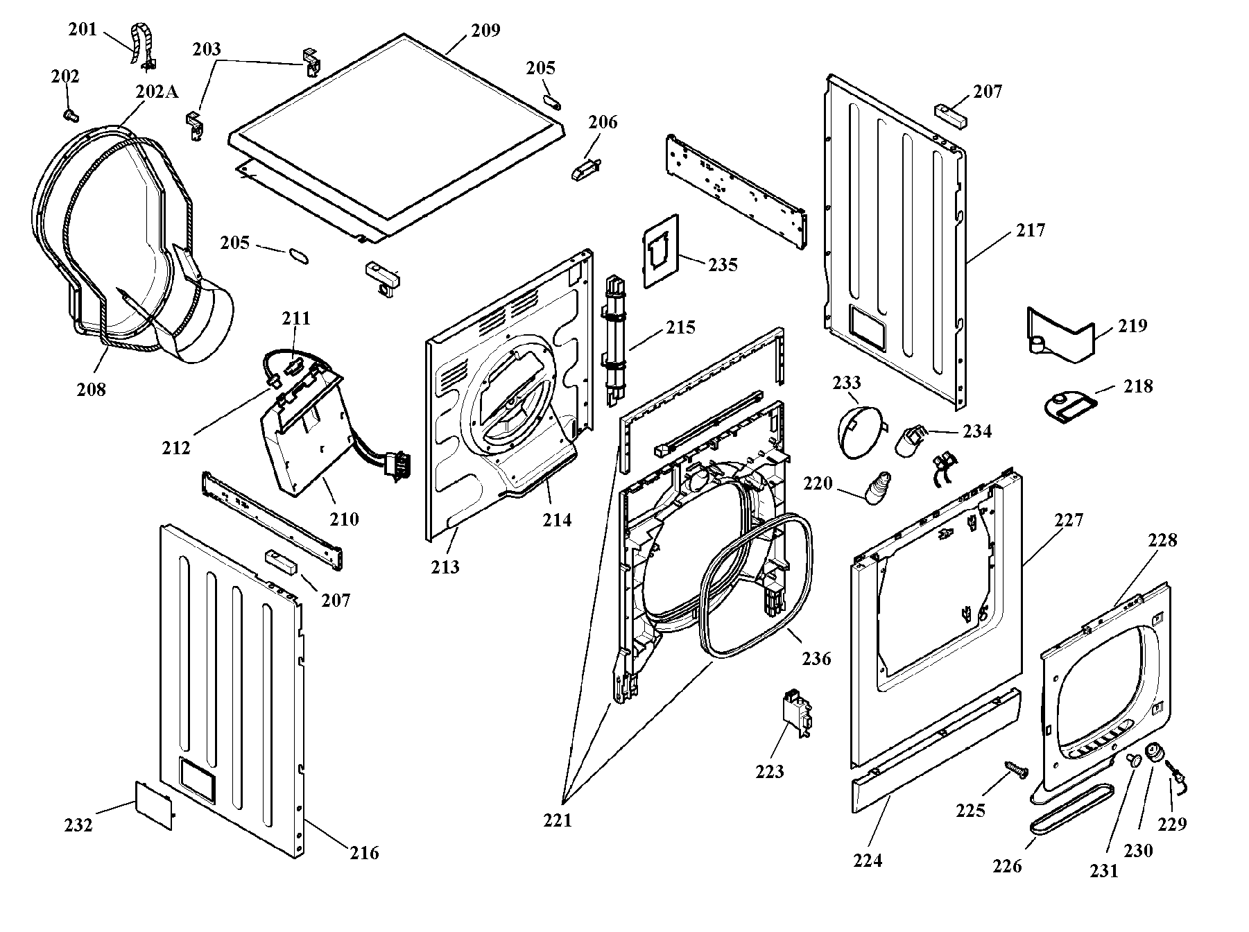 Bosch WTA3510UC/13 cabinet assy diagram