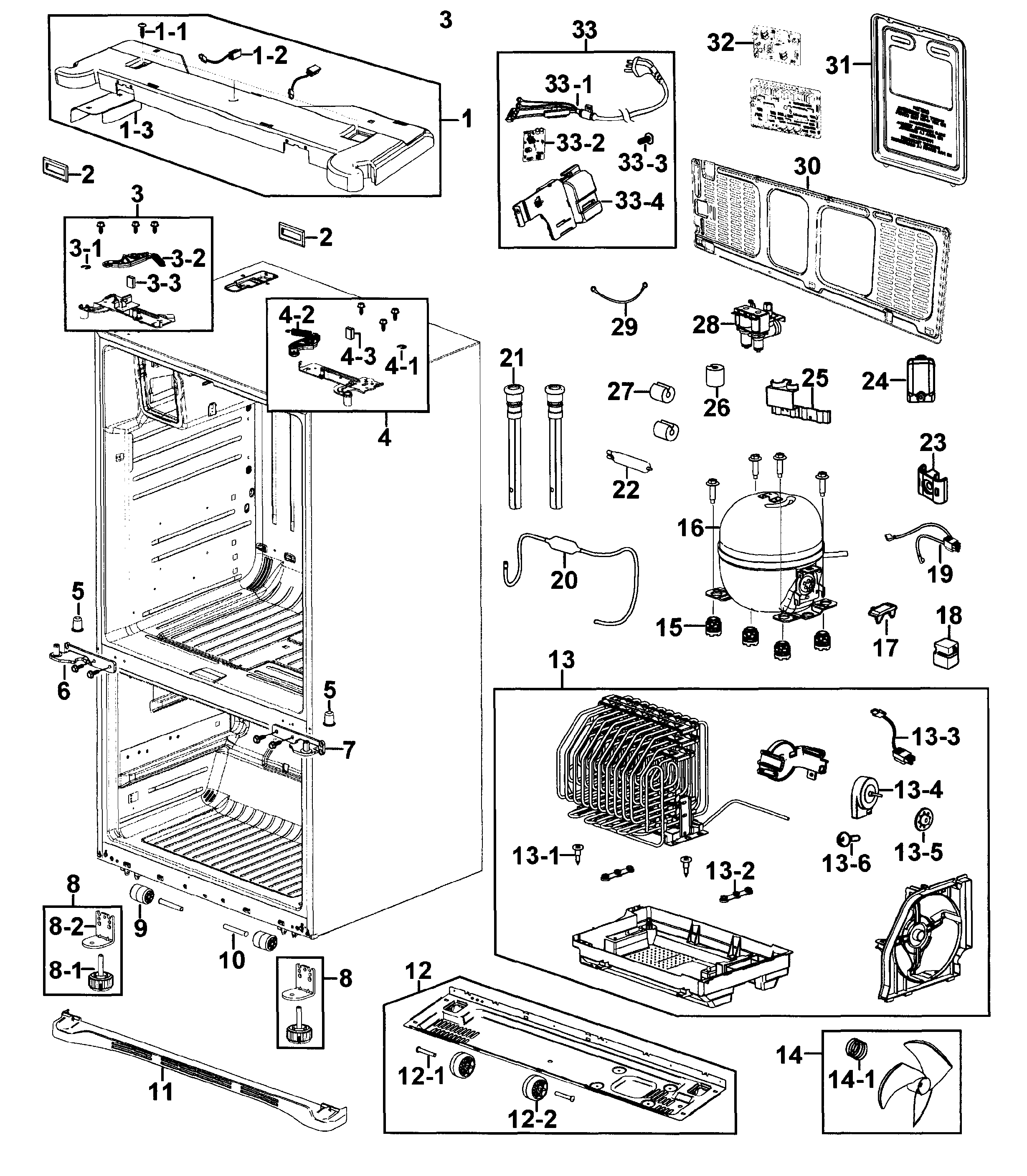 Samsung RF267AEPN/XAA-01 cabinet diagram