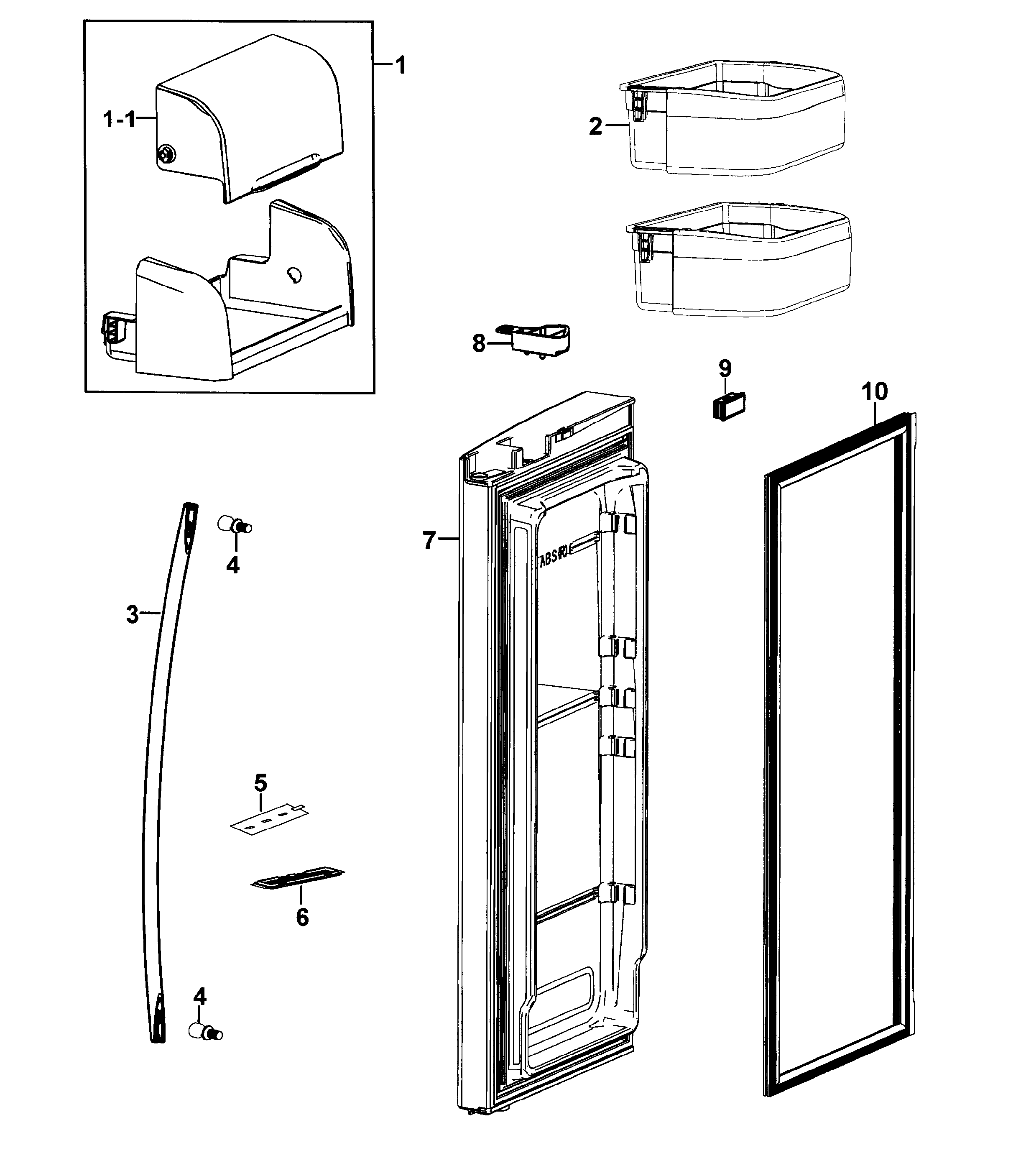 Samsung RF267AEPN/XAA-01 refrigerator door-r diagram