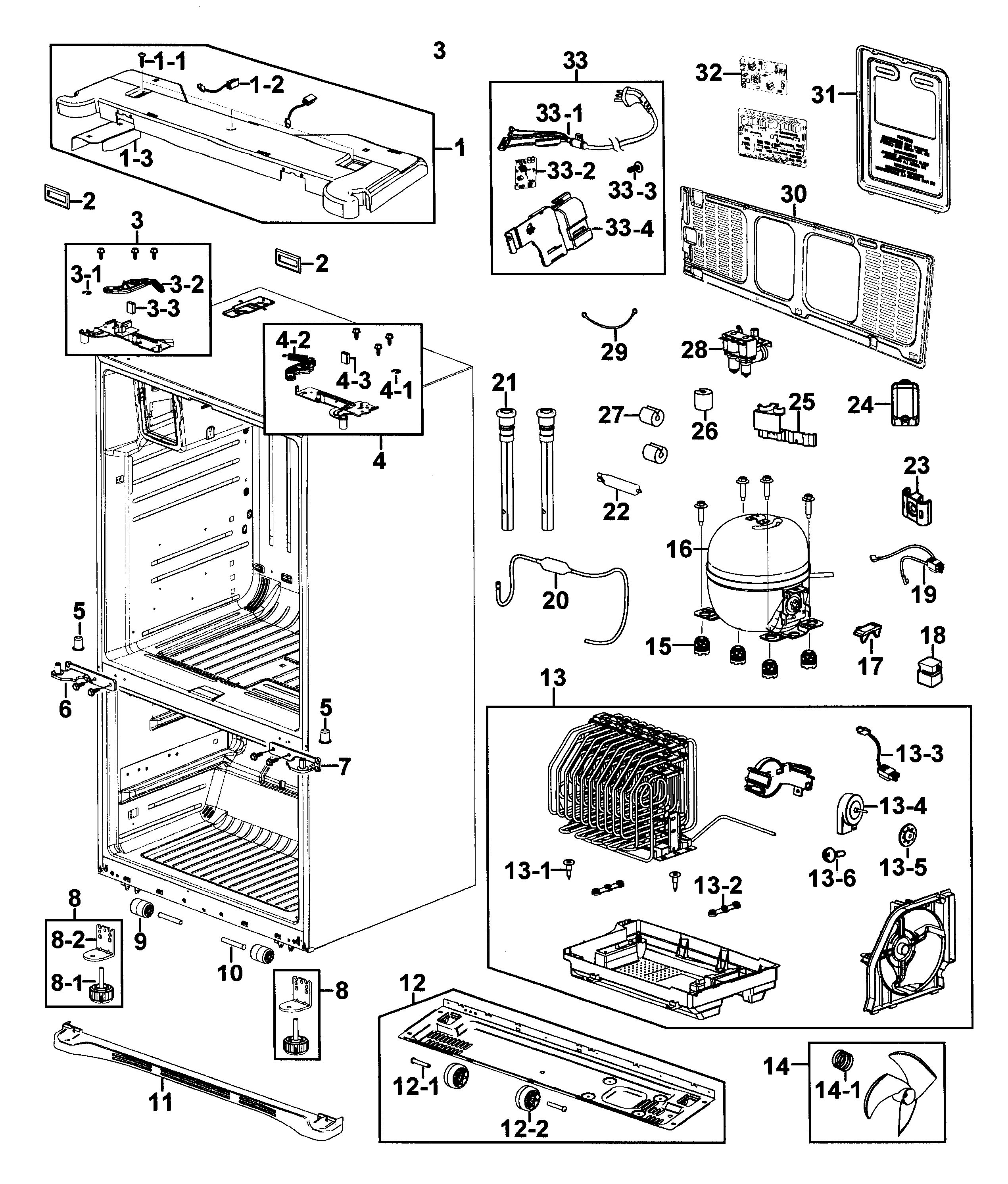 Samsung RF267AERS/XAA-00 cabinet diagram