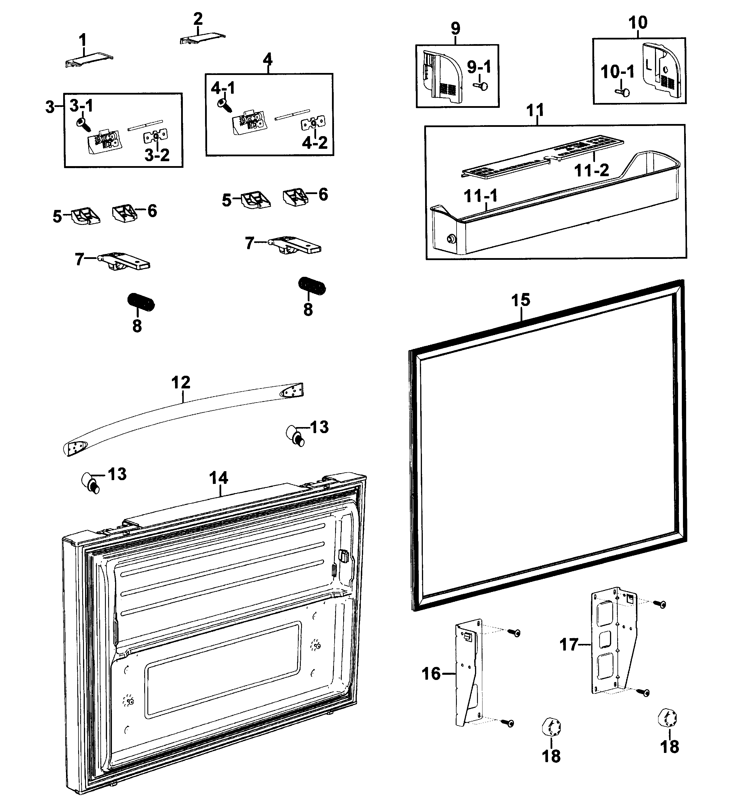 Samsung RF267AERS/XAA-00 freezer door diagram