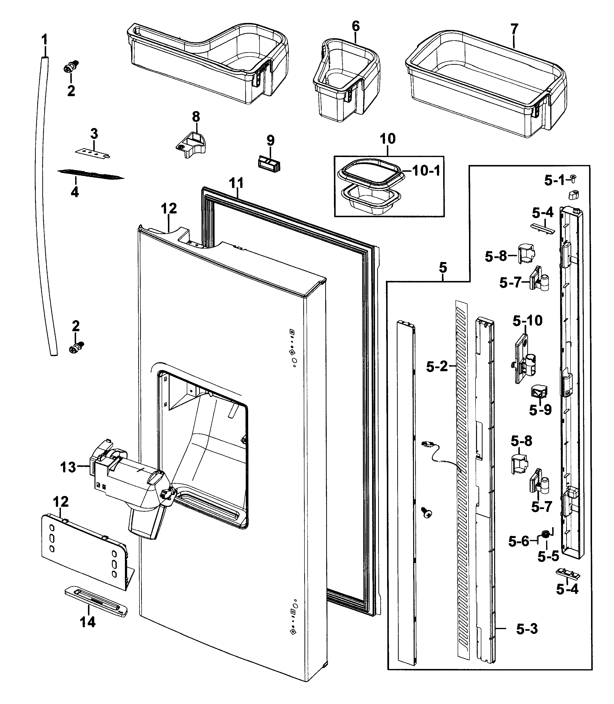 Samsung RF267AERS/XAA-00 refrigerator door-l diagram