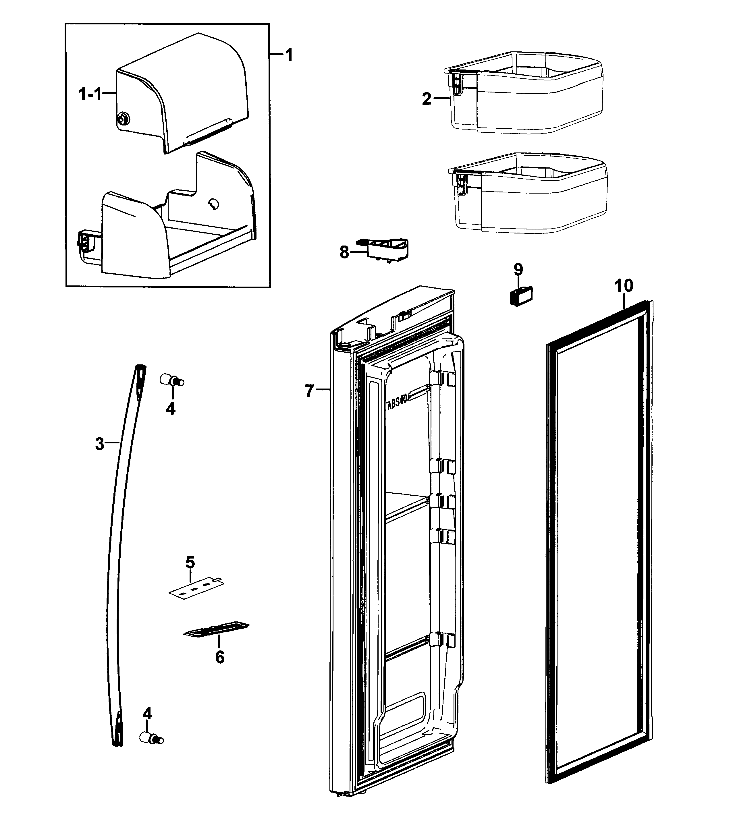 Samsung RF267AERS/XAA-01 refrigerator door-r diagram