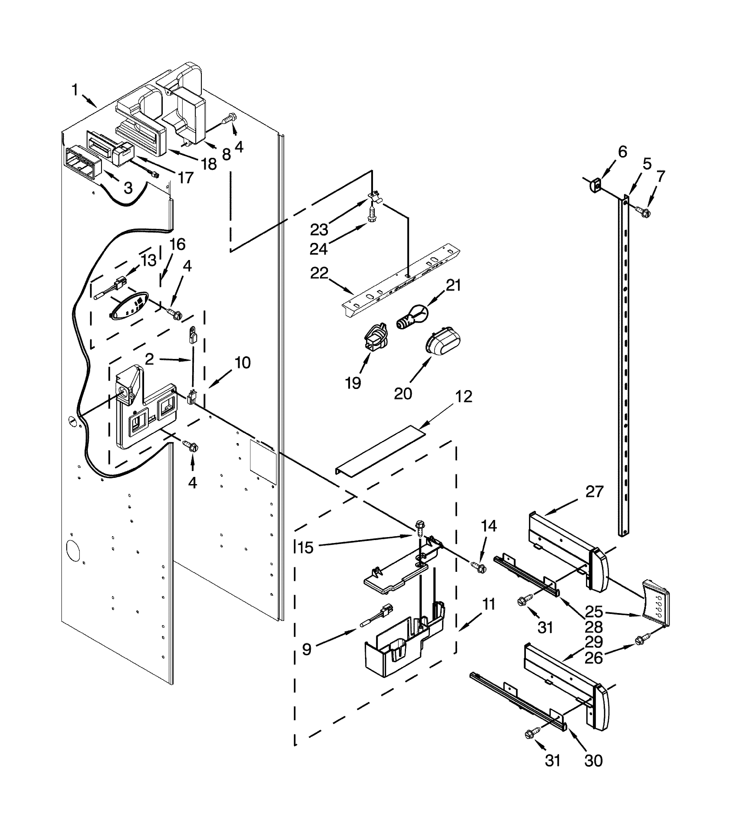 Dacor DYF42BNDI00 ref liner parts diagram