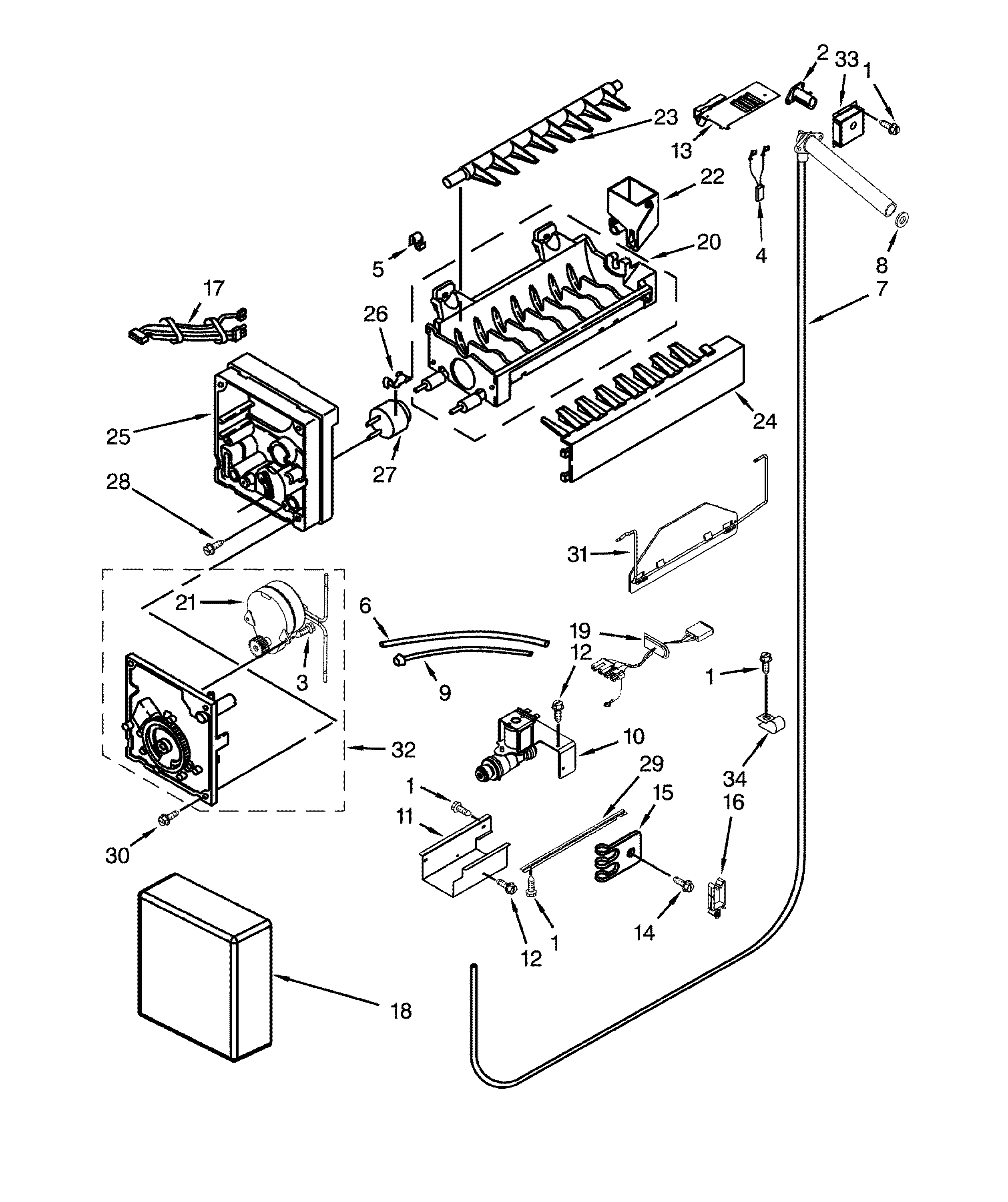 Dacor DYF42BNDI00 ice maker parts diagram