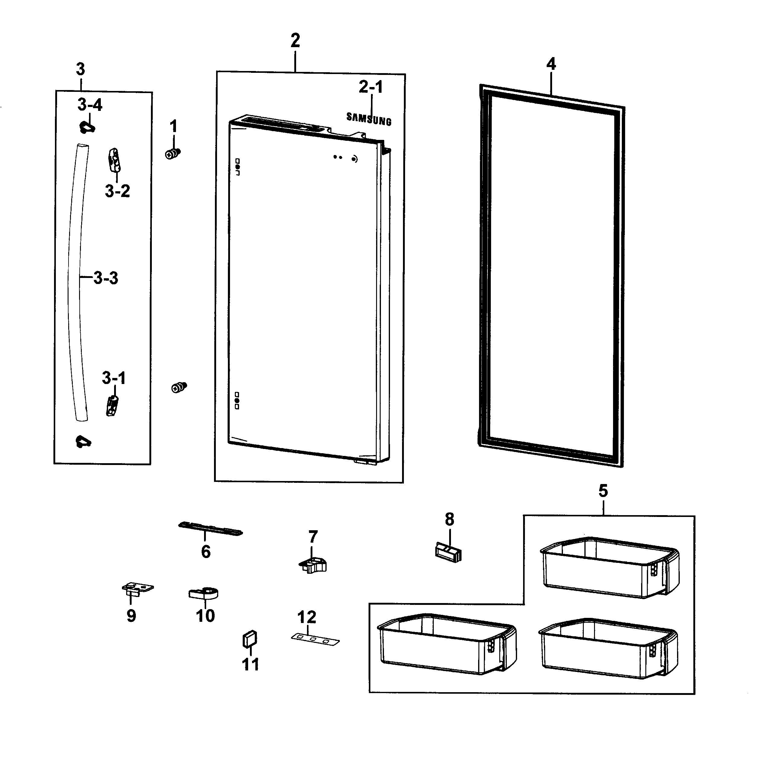 Samsung RF4287HARS/XAA-01 refrigerator door r diagram
